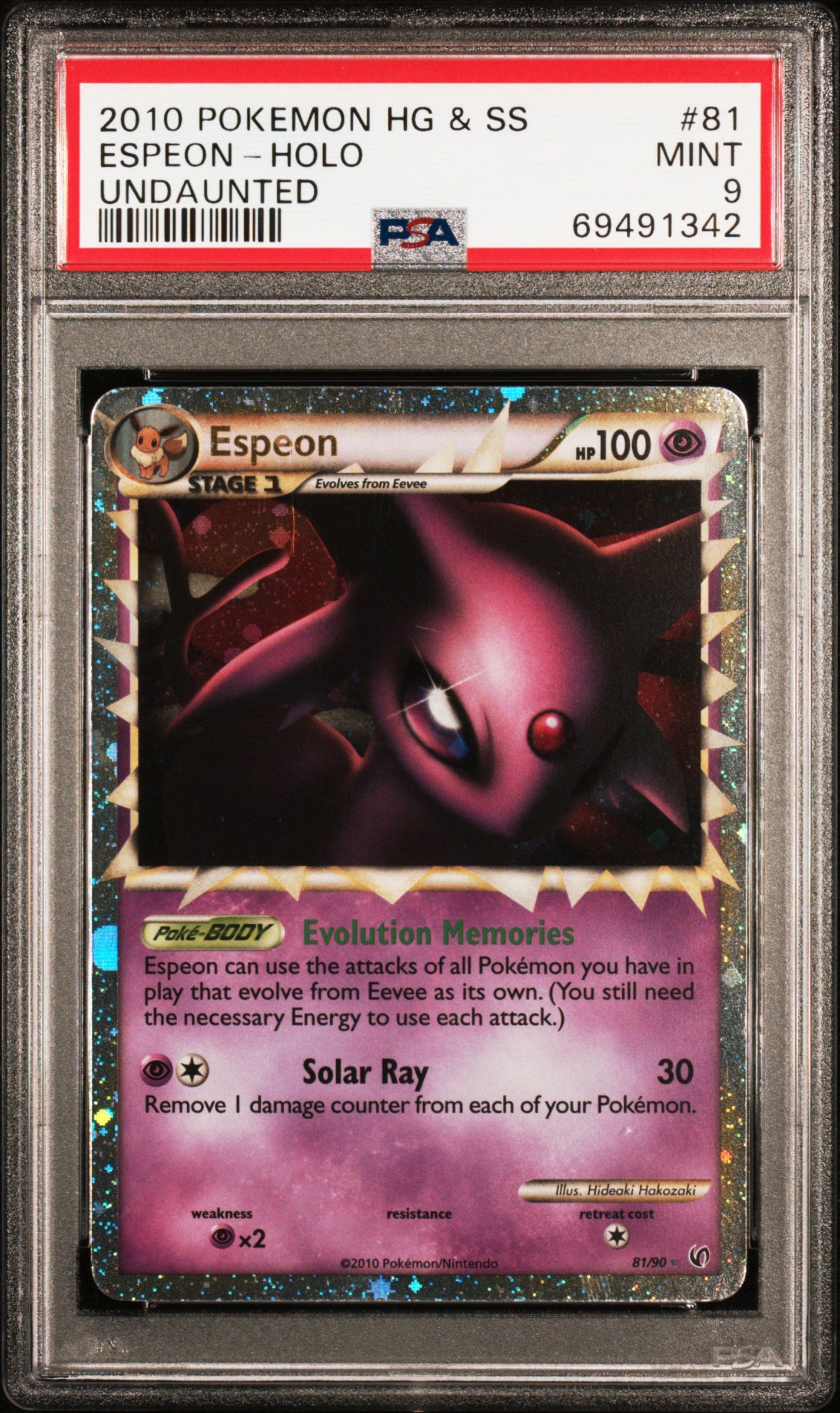2010 Pokemon Heartgold & Soulsilver Undaunted #81 Espeon-Holo PSA 9