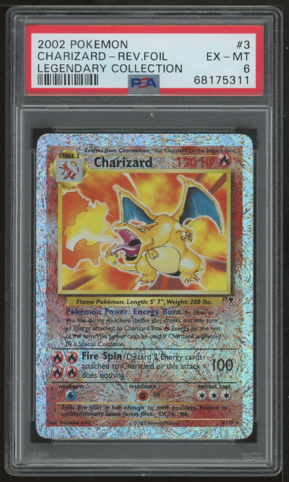 2002 Pokemon Legendary Collection #3 Charizard-Rev.Foil PSA 6