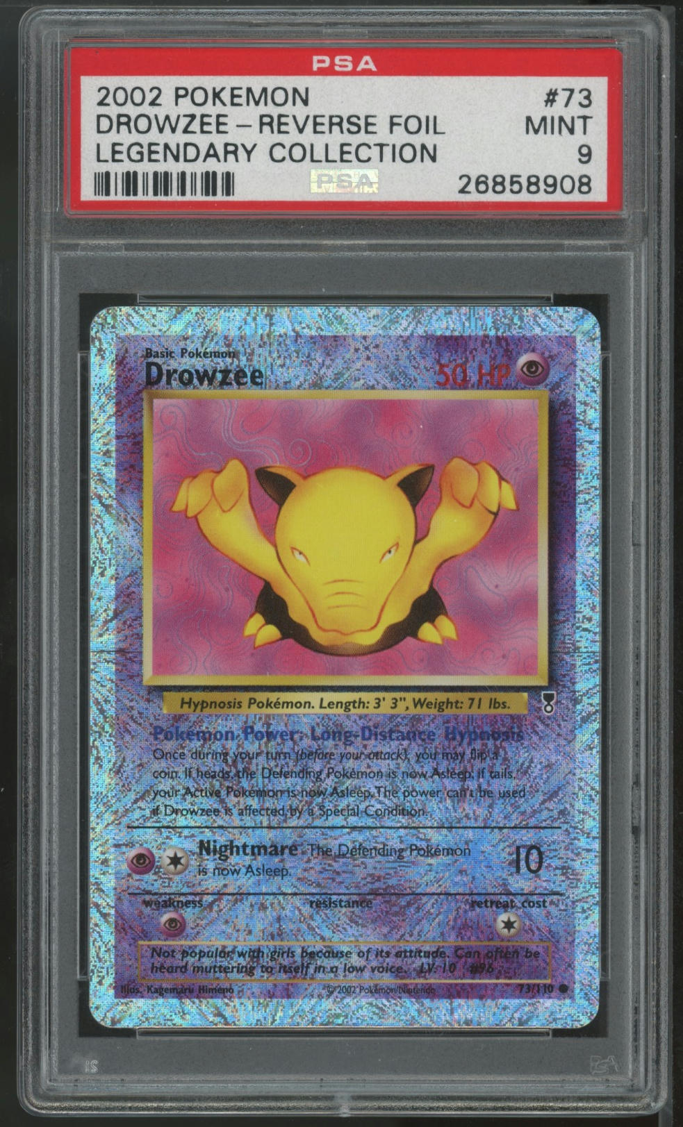 2002 Pokemon Legendary Collection #73 Drowzee-Rev.Foil PSA 9
