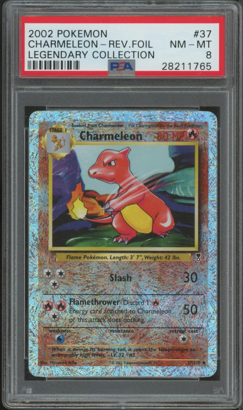 2002 Pokemon Legendary Collection #37 Charmeleon-Rev.Foil PSA 8