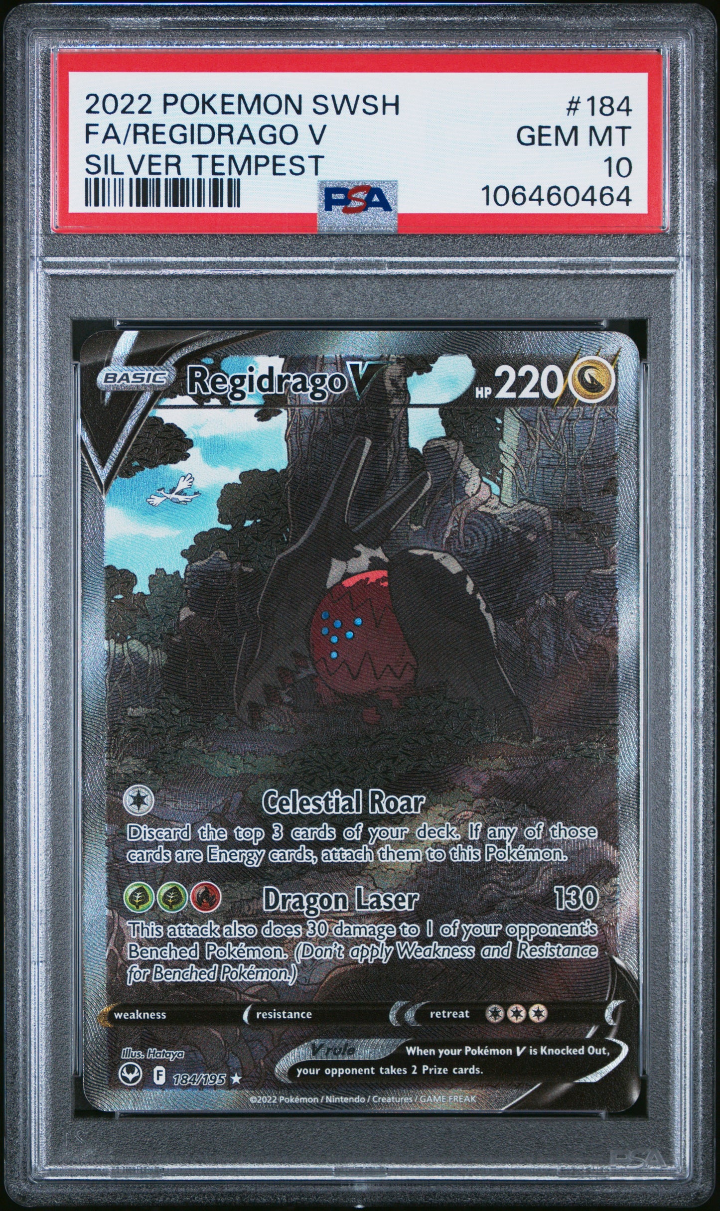 2022 Pokemon Sword & Shield Silver Tempest #184 Fa/Regidrago V PSA 10