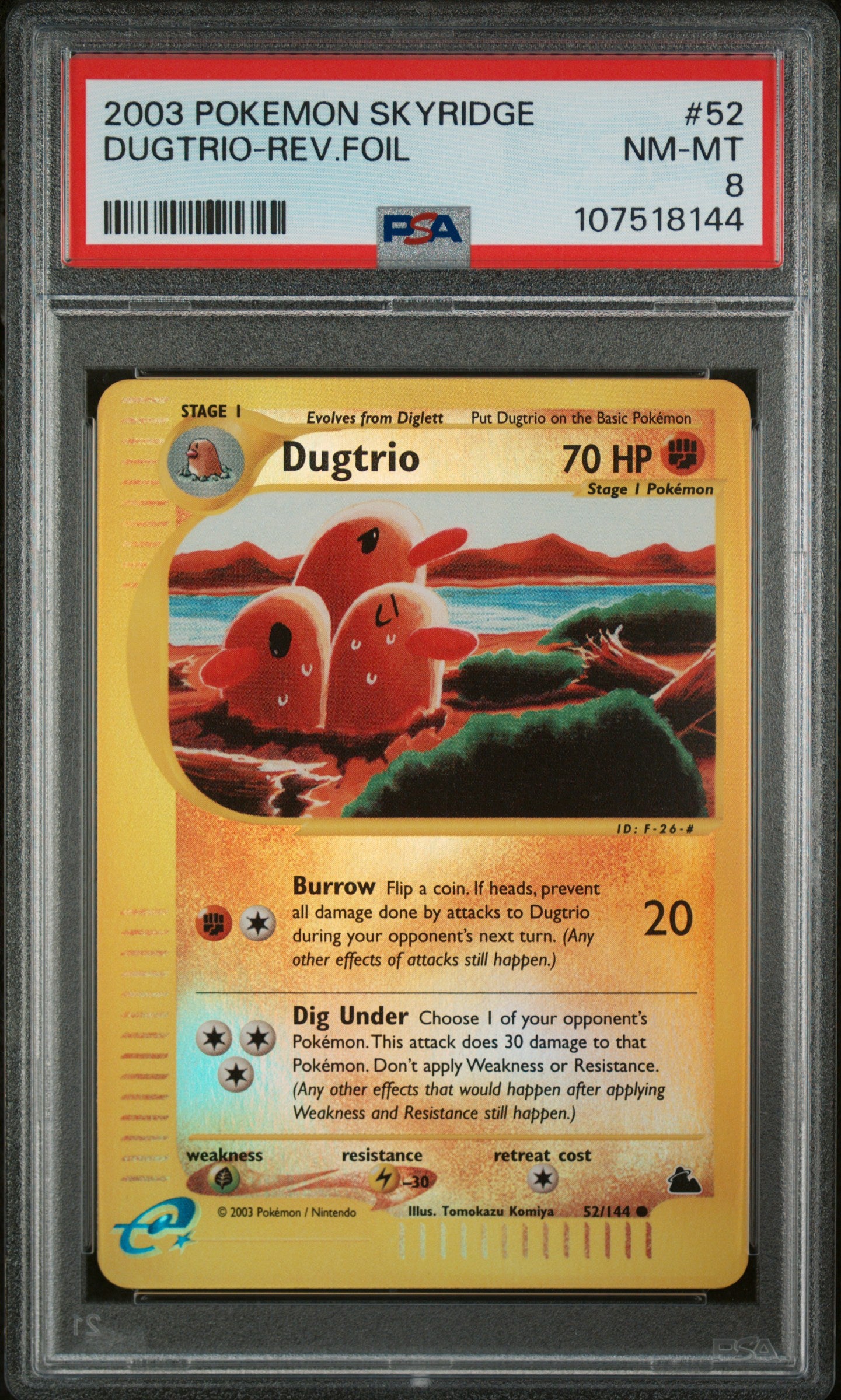 2003 Pokemon Skyridge #52 Dugtrio-Rev.Foil PSA 8