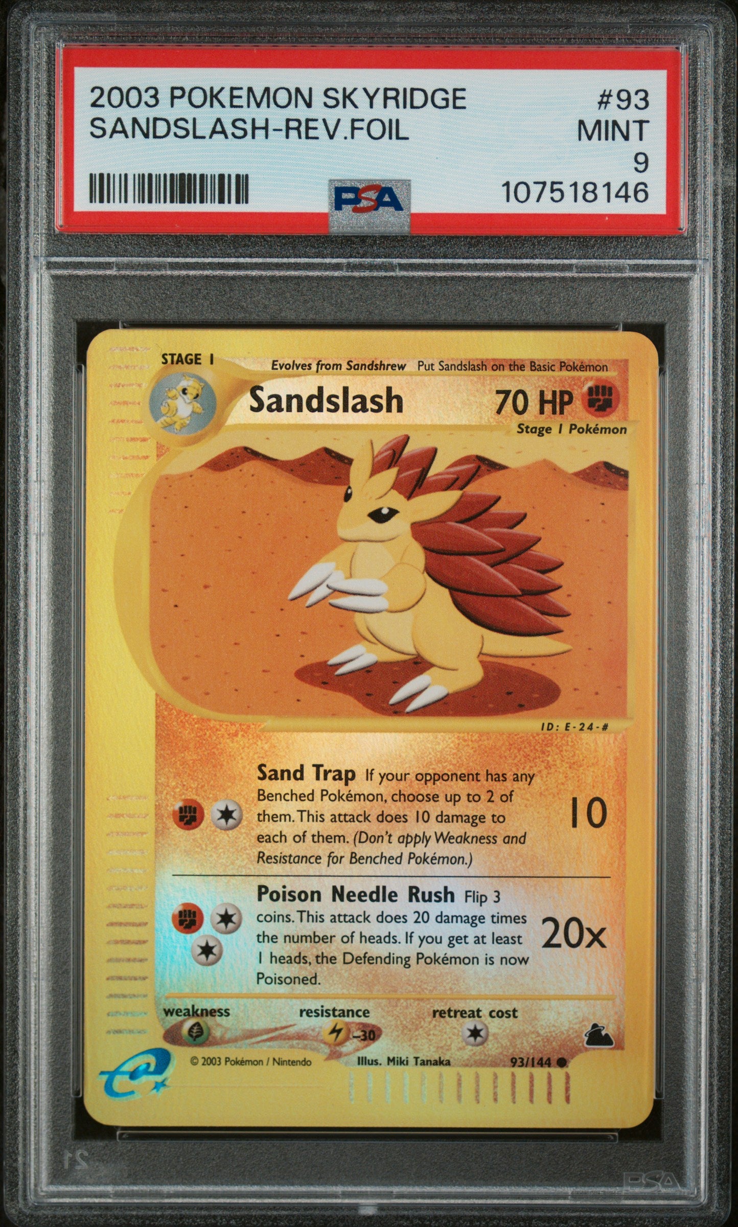 2003 Pokemon Skyridge #93 Sandslash-Rev.Foil PSA 9
