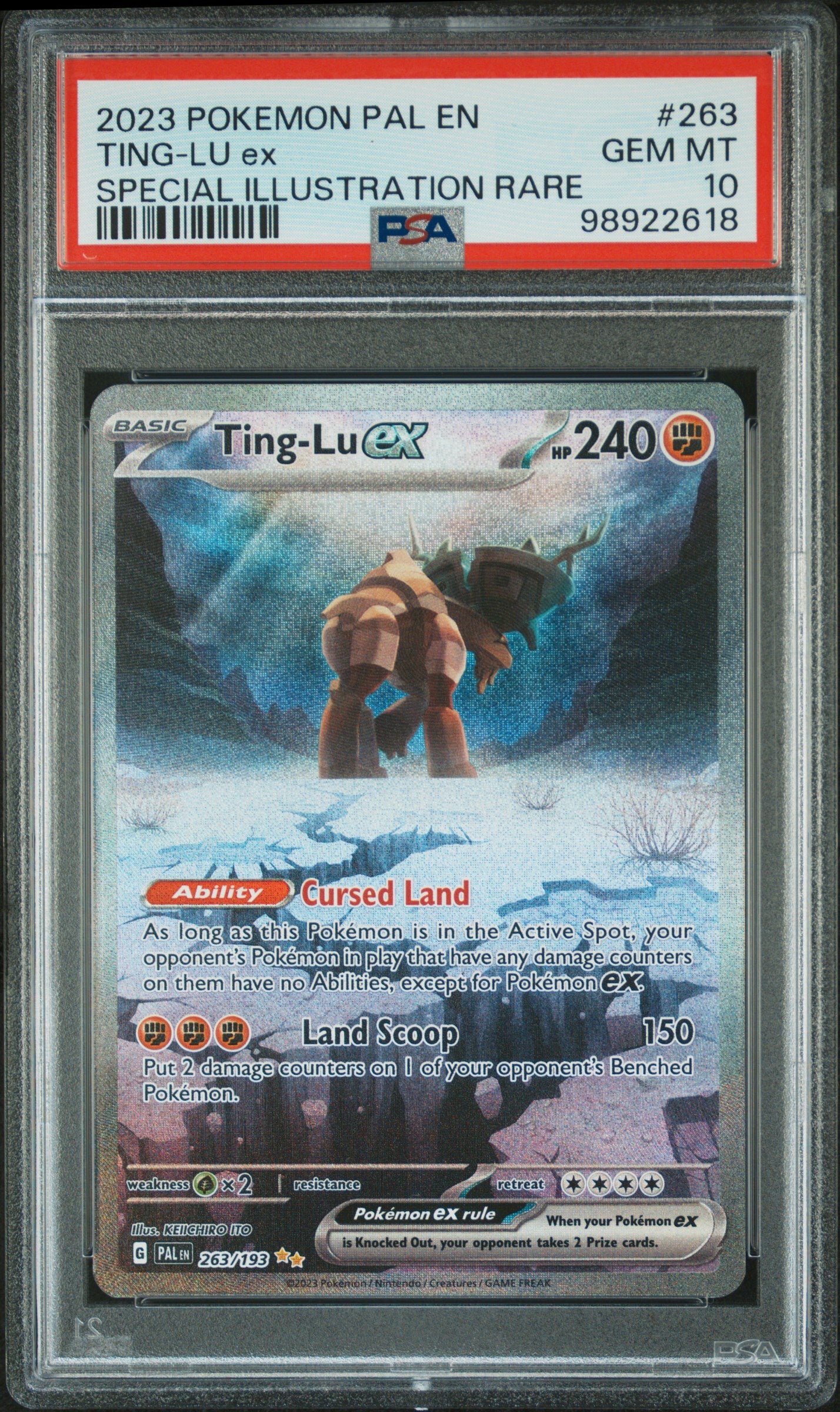 2023 Pokemon Pal En-Paldea Evolved #263 Ting-Lu Ex PSA 10