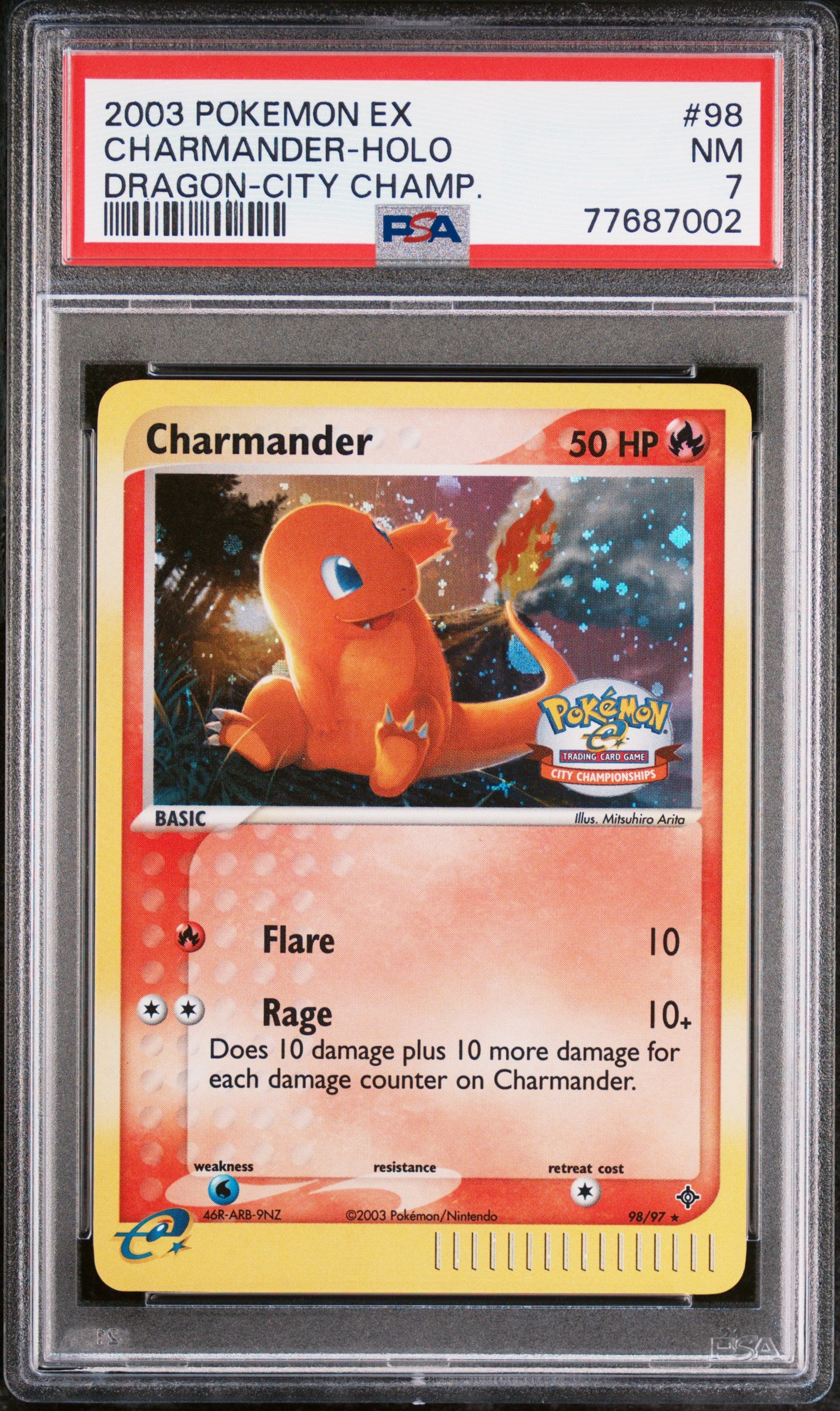 2003 Pokemon Ex Dragon #98 Charmander-Holo PSA 7
