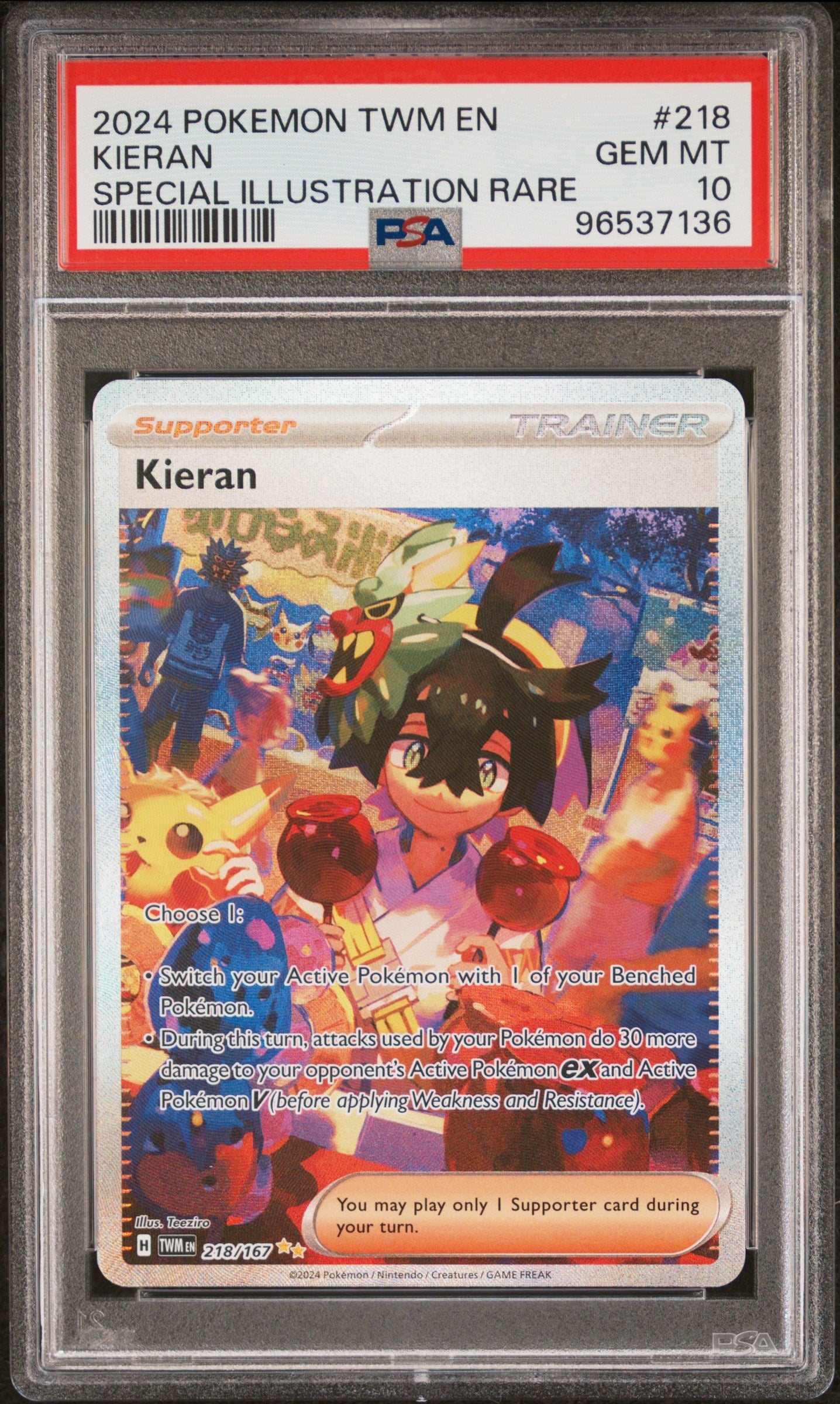 2024 Pokemon Twm En-Twilight Masquerade #218 Kieran PSA 10