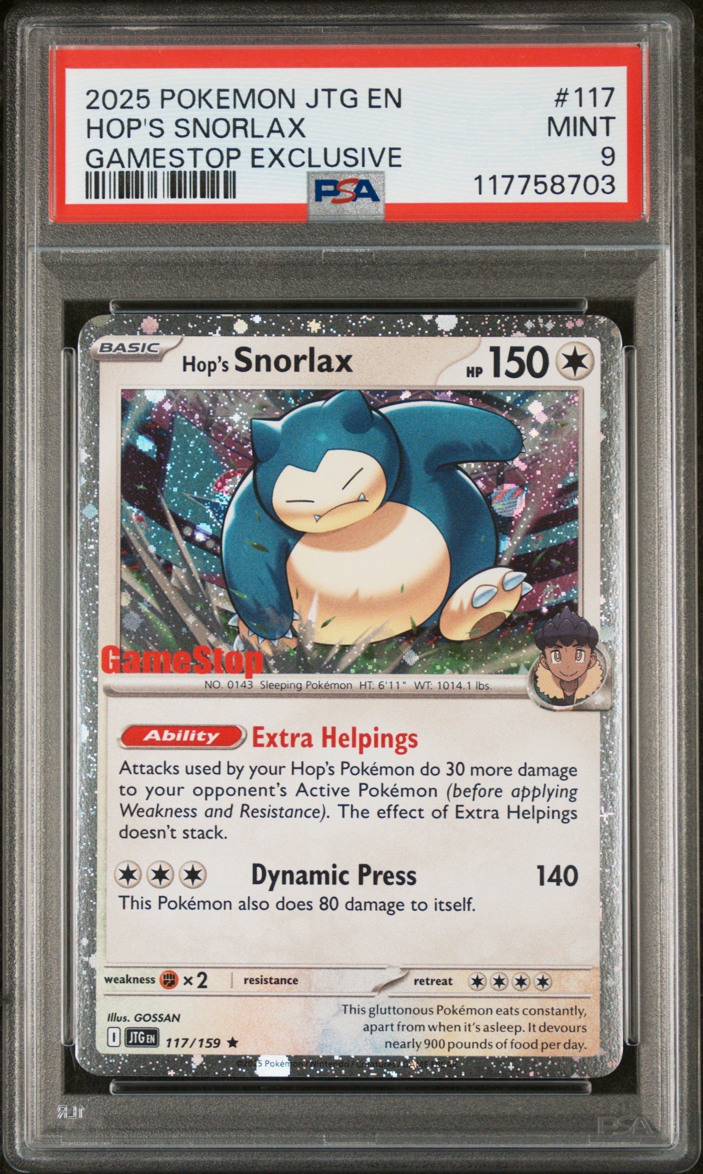 2025 Pokemon Jtg En-Journey Together #117 Hop'S Snorlax PSA 9