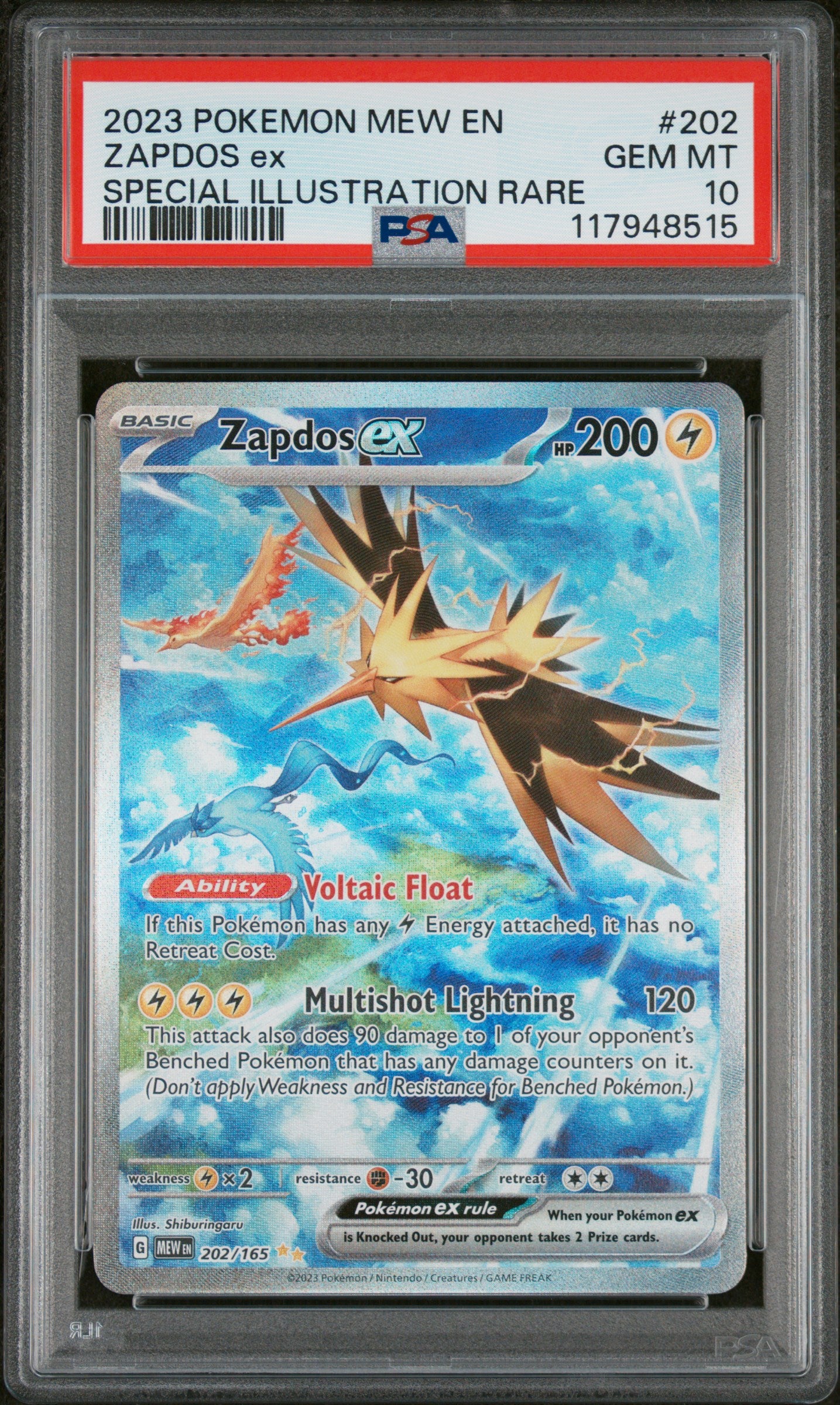 2023 Pokemon Mew En-151 #202 Zapdos Ex PSA 10