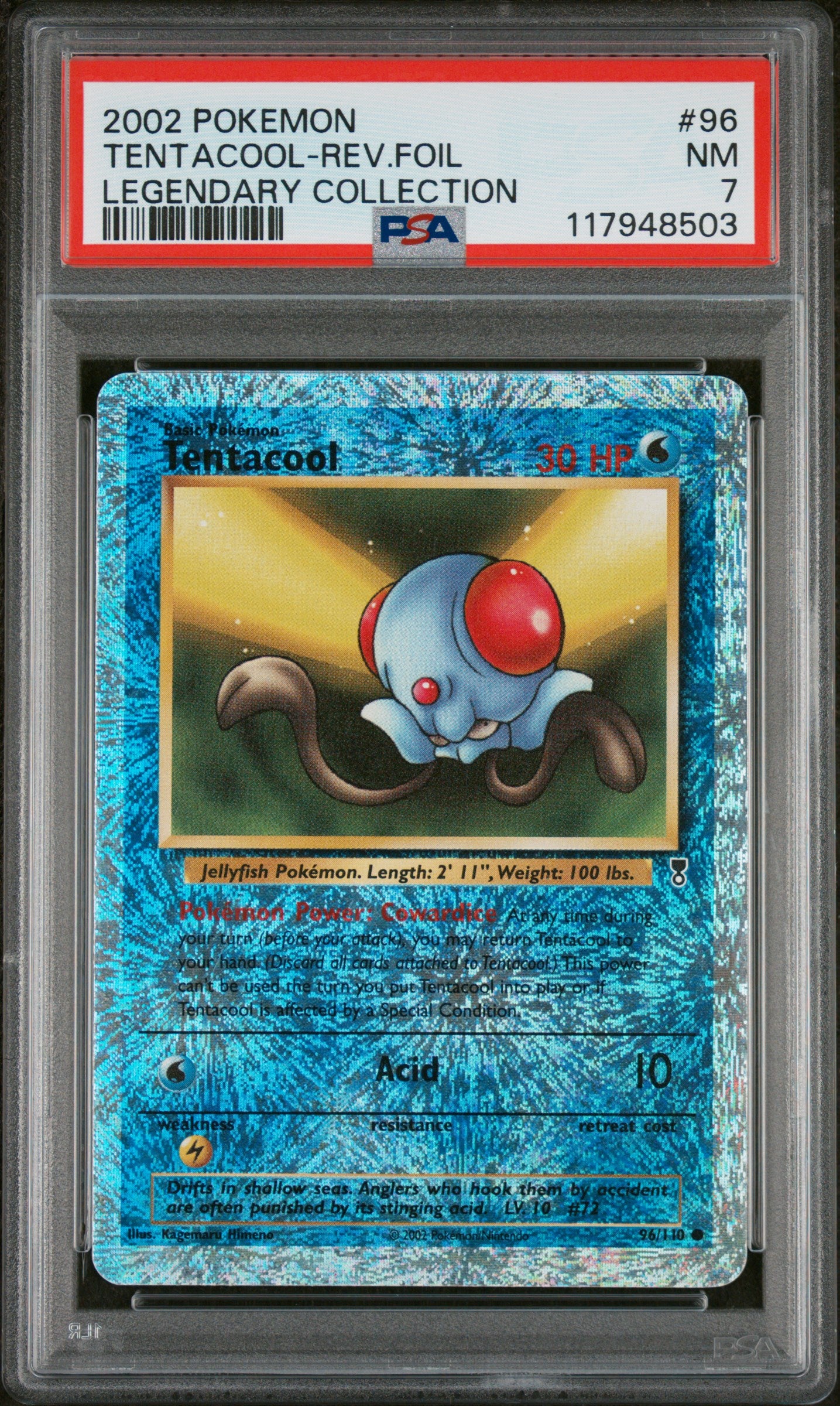 2002 Pokemon Legendary Collection #96 Tentacool-Rev.Foil PSA 7