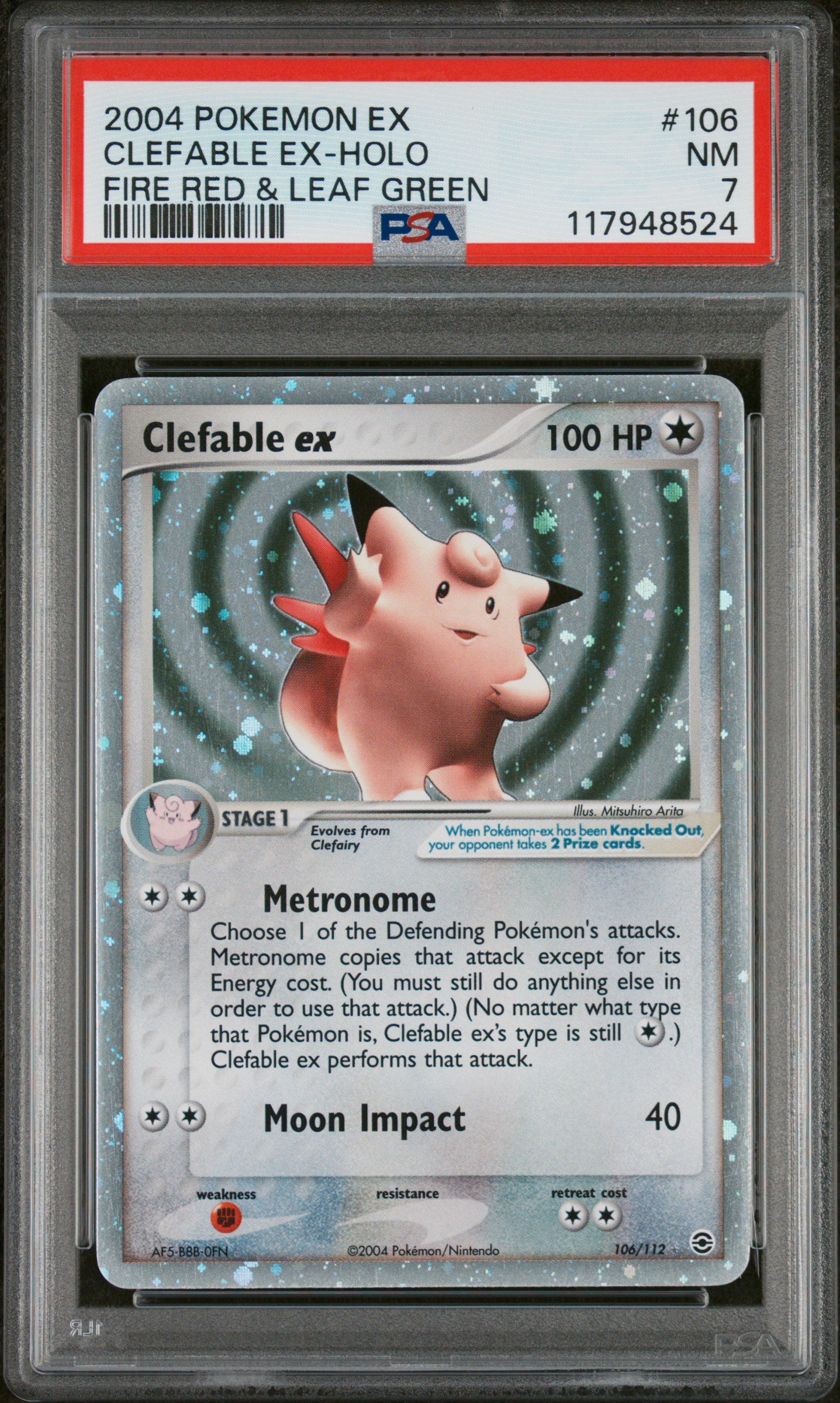 2004 Pokemon Ex Fire Red & Leaf Green #106 Clefable Ex-Holo PSA 7