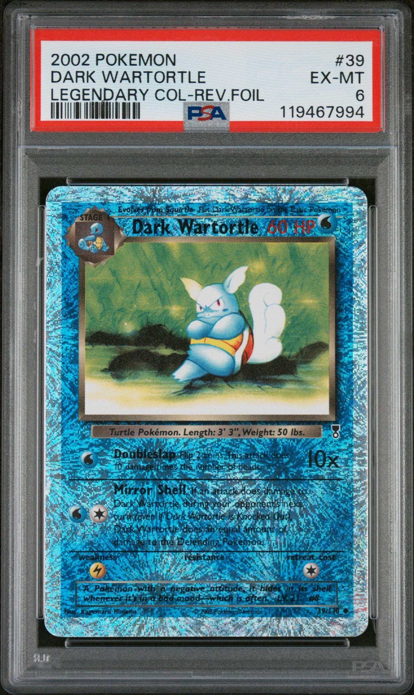 2002 Pokemon Legendary Collection #39 Dark Wartortle PSA 6