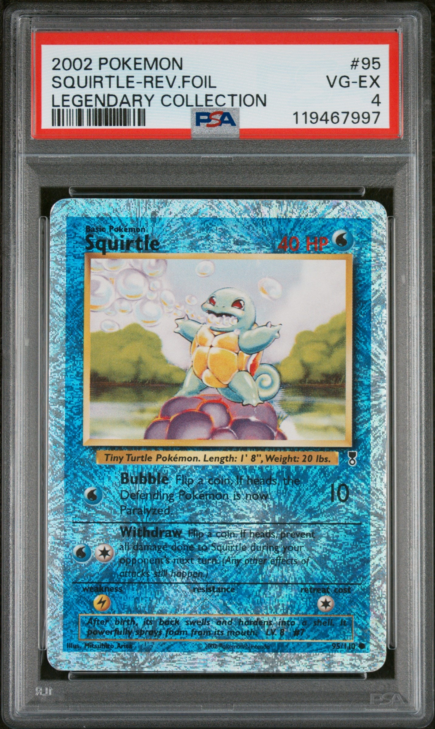 2002 Pokemon Legendary Collection #95 Squirtle-Rev.Foil PSA 4