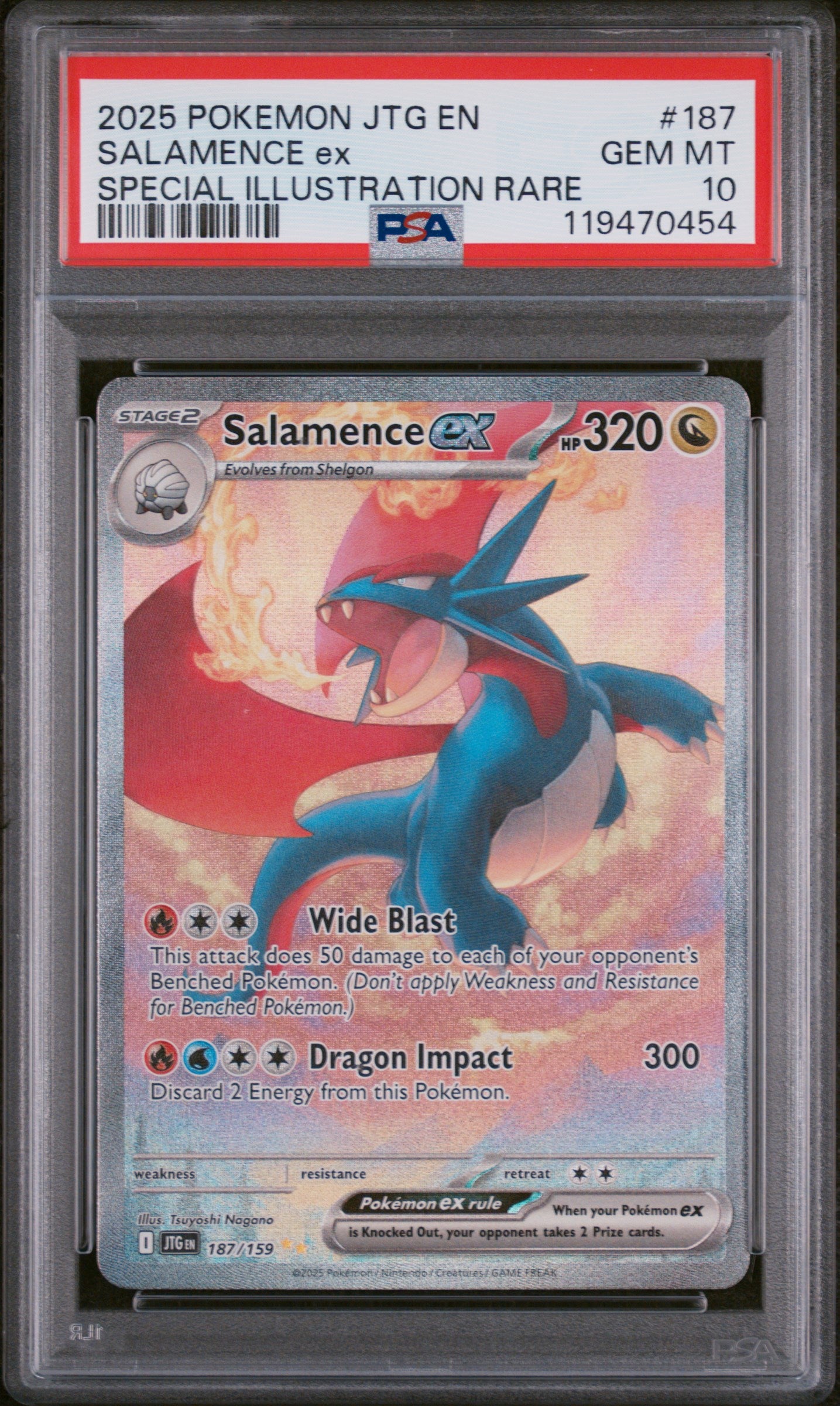 2025 Pokemon Jtg En-Journey Together #187 Salamence Ex SIR PSA 10