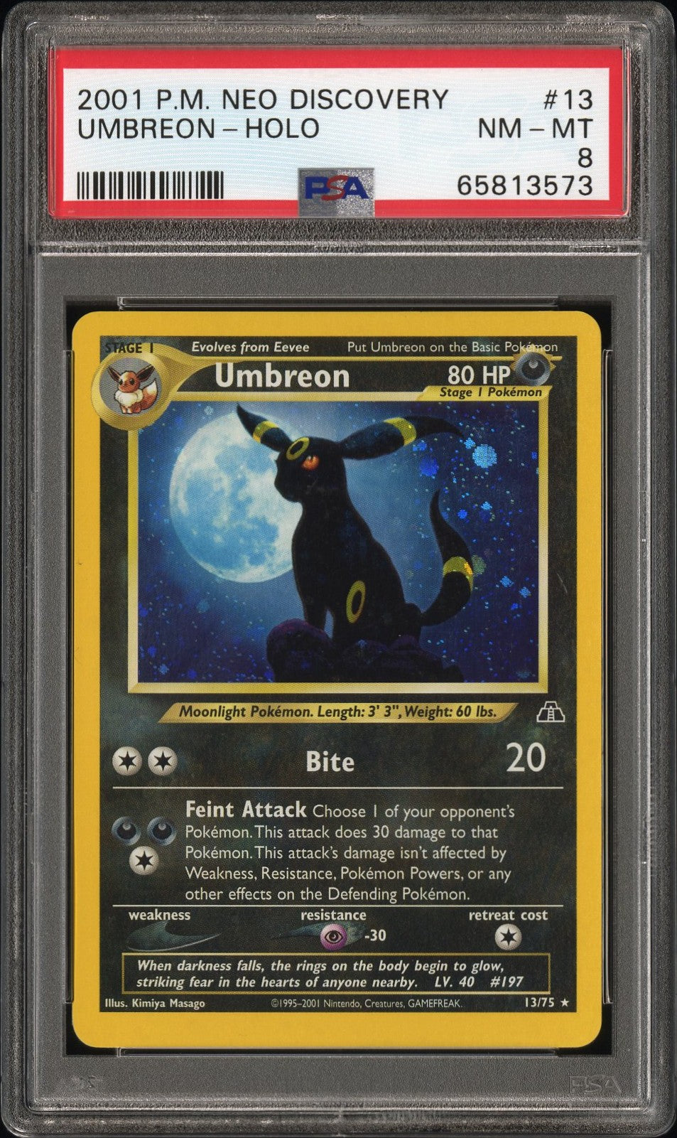 2001 Pokemon Neo Discovery #13 Umbreon-Holo PSA 8