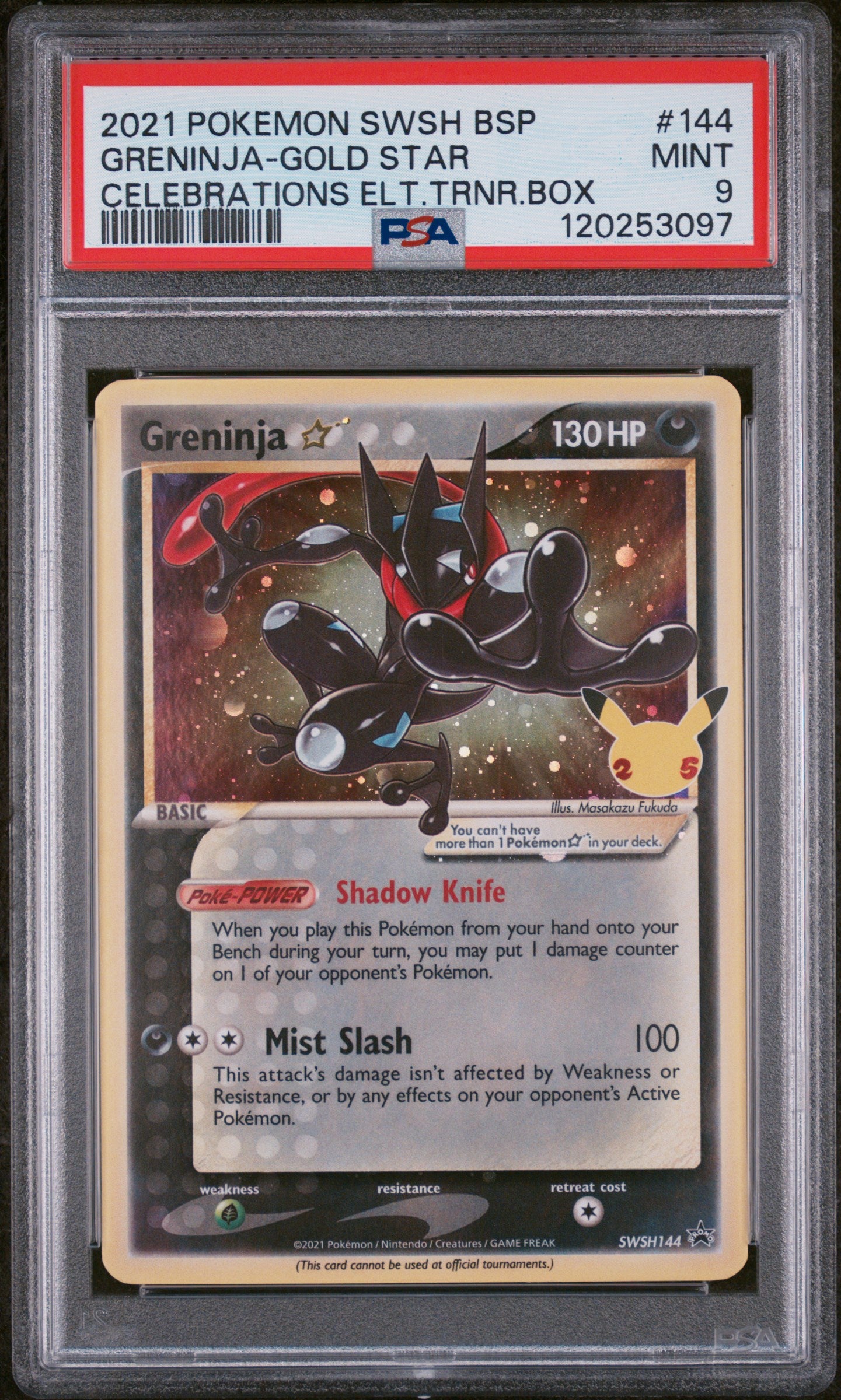 2021 Pokemon Swsh Black Star Promo #144 Greninja-Gold Star PSA 9