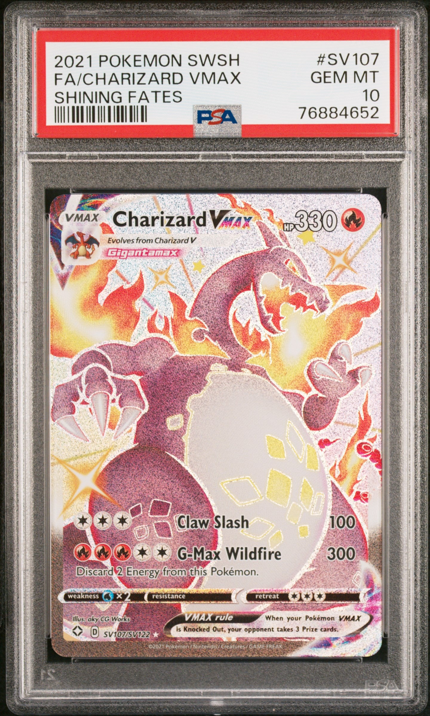 2021 Pokemon Sword & Shield Shining Fates #SV107 Fa/Charizard Vmax PSA 10