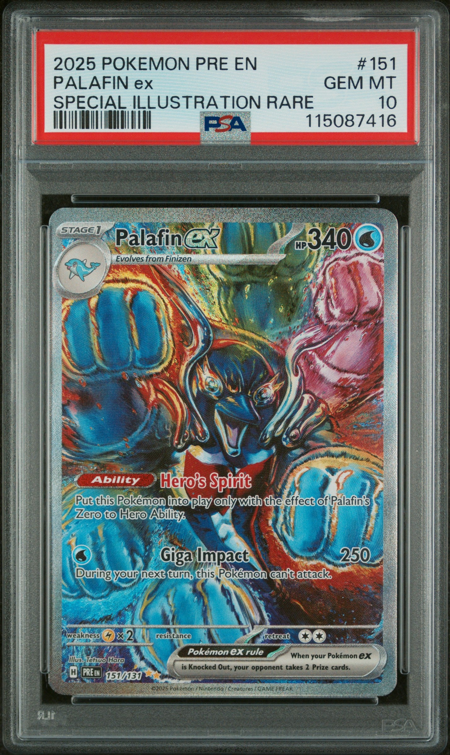 2025 Pokemon Pre En-Prismatic Evolutions #151 Palafin Ex PSA 10