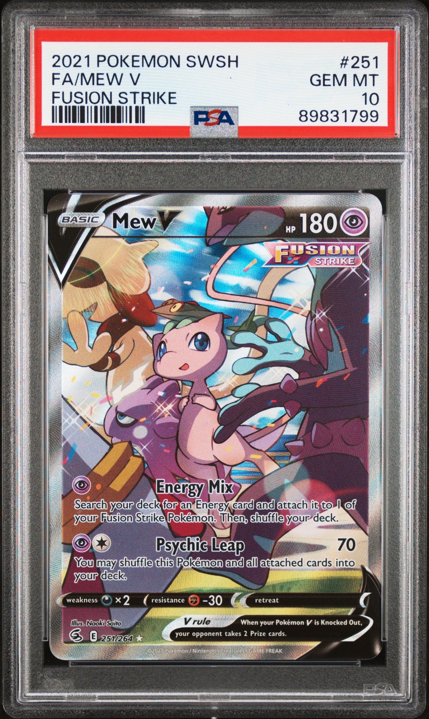 2021 Pokemon Sword & Shield Fusion Strike #251 Fa/Mew V PSA 10