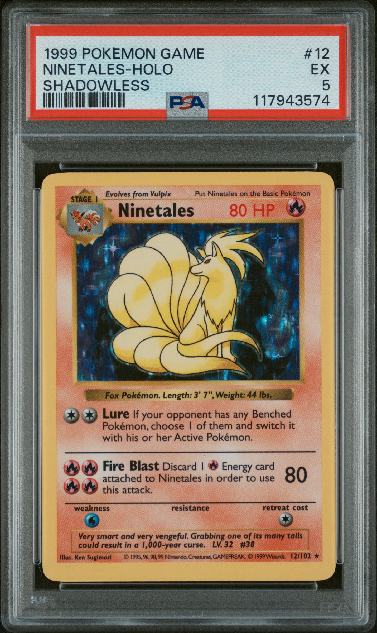 1999 Pokemon Game #12 Ninetales-Holo PSA 5