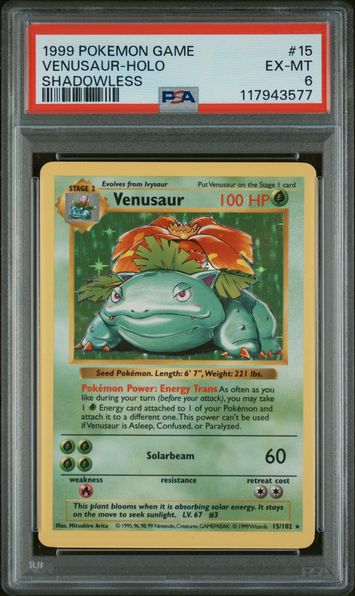 1999 Pokemon Game #15 Venusaur-Holo PSA 6