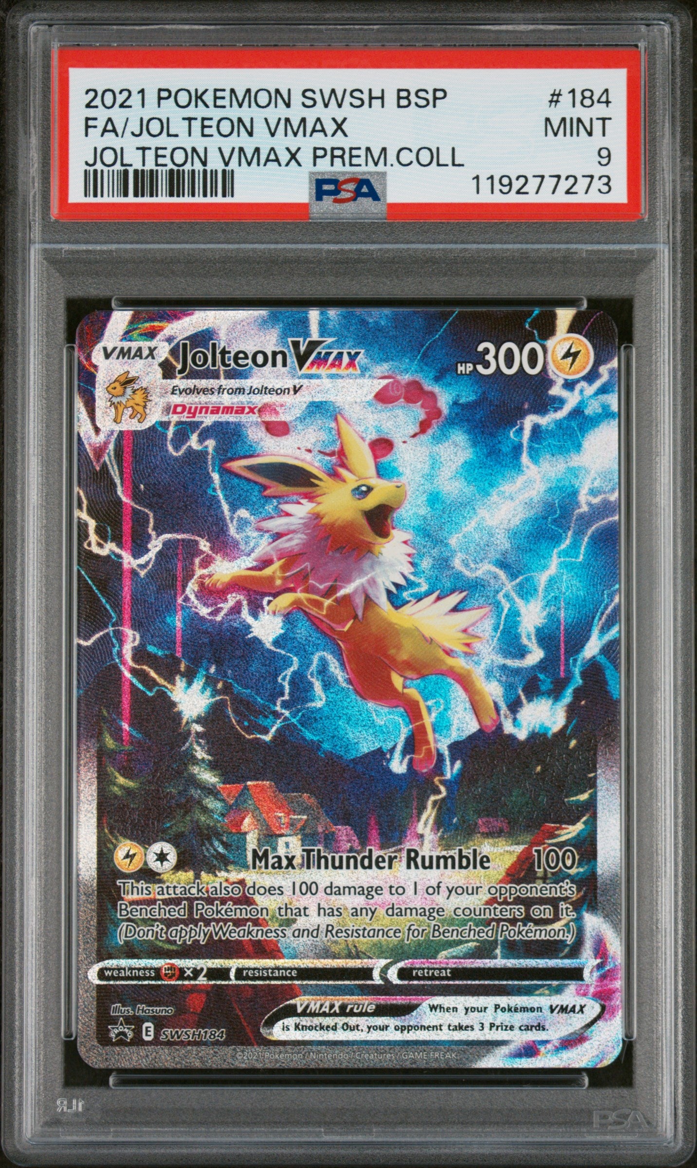 2021 Pokemon Swsh Black Star Promo #184 Fa/Jolteon Vmax PSA 9