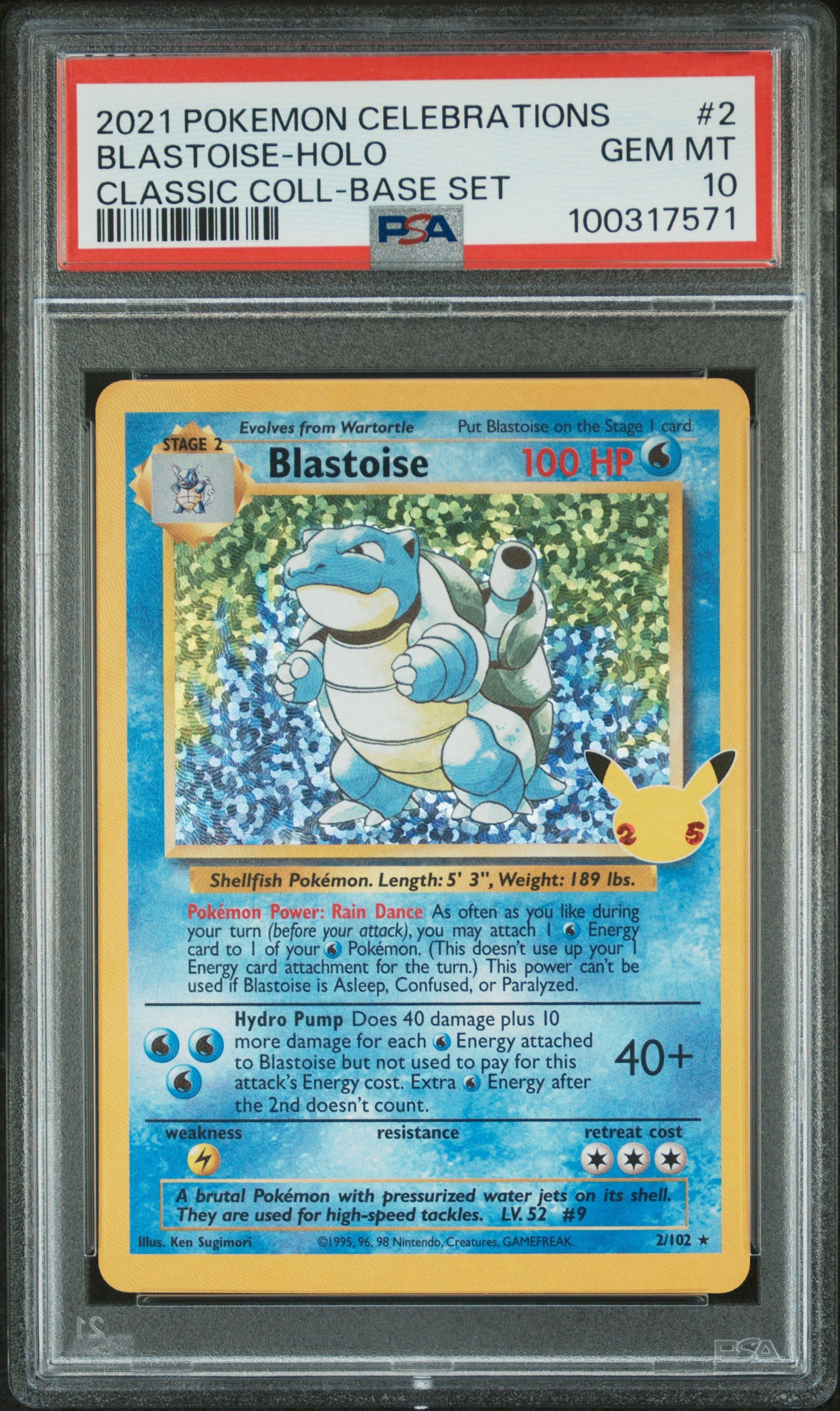 2021 Pokemon Celebrations Classic Collection #2 Blastoise-Holo PSA 10