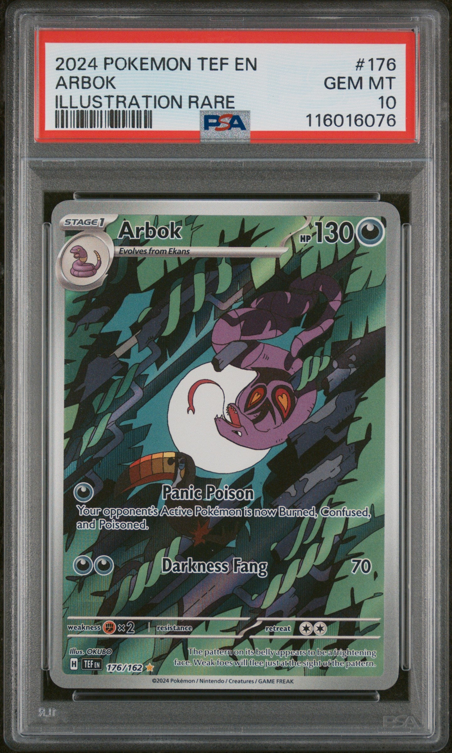 2024 Pokemon Tef En-Temporal Forces #176 Arbok PSA 10