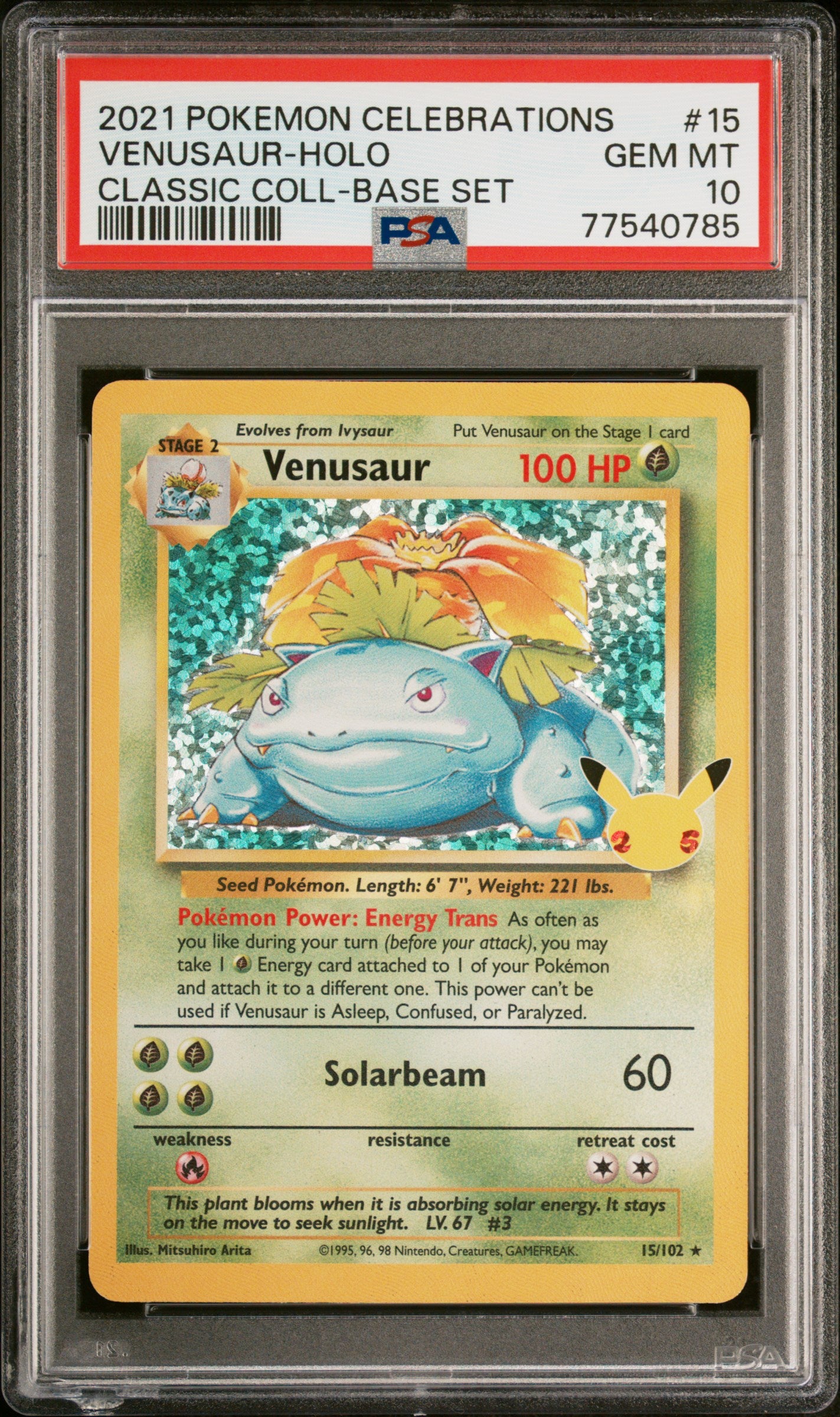 2021 Pokemon Celebrations Classic Collection #15 Venusaur-Holo PSA 10