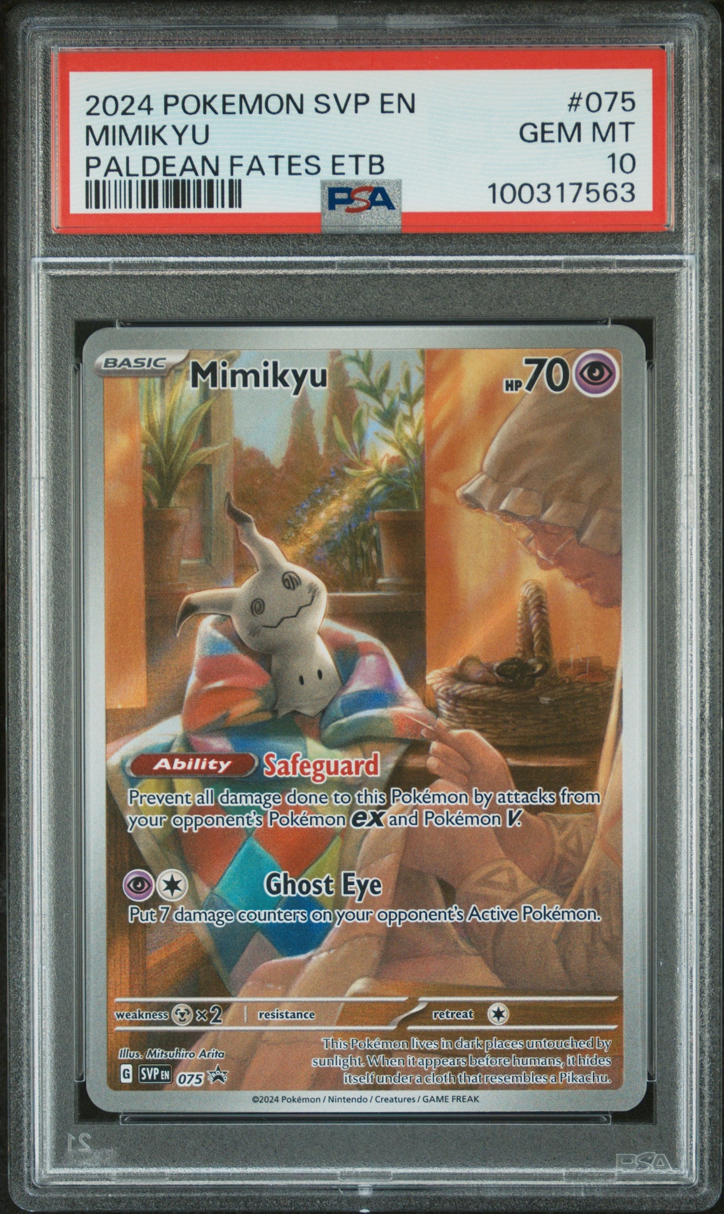 2024 Pokemon Svp En-Sv Black Star Promo #075 Mimikyu PSA 10