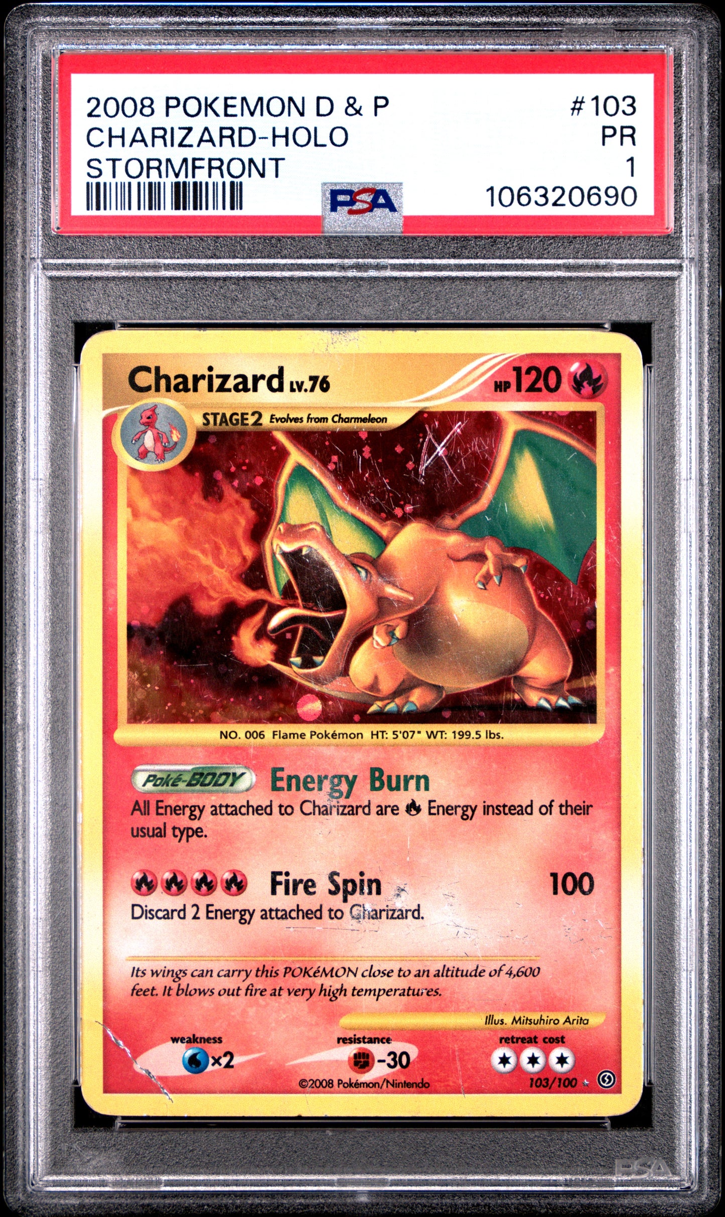 2008 Pokemon Diamond & Pearl Stormfront #103 Charizard-Holo PSA 1