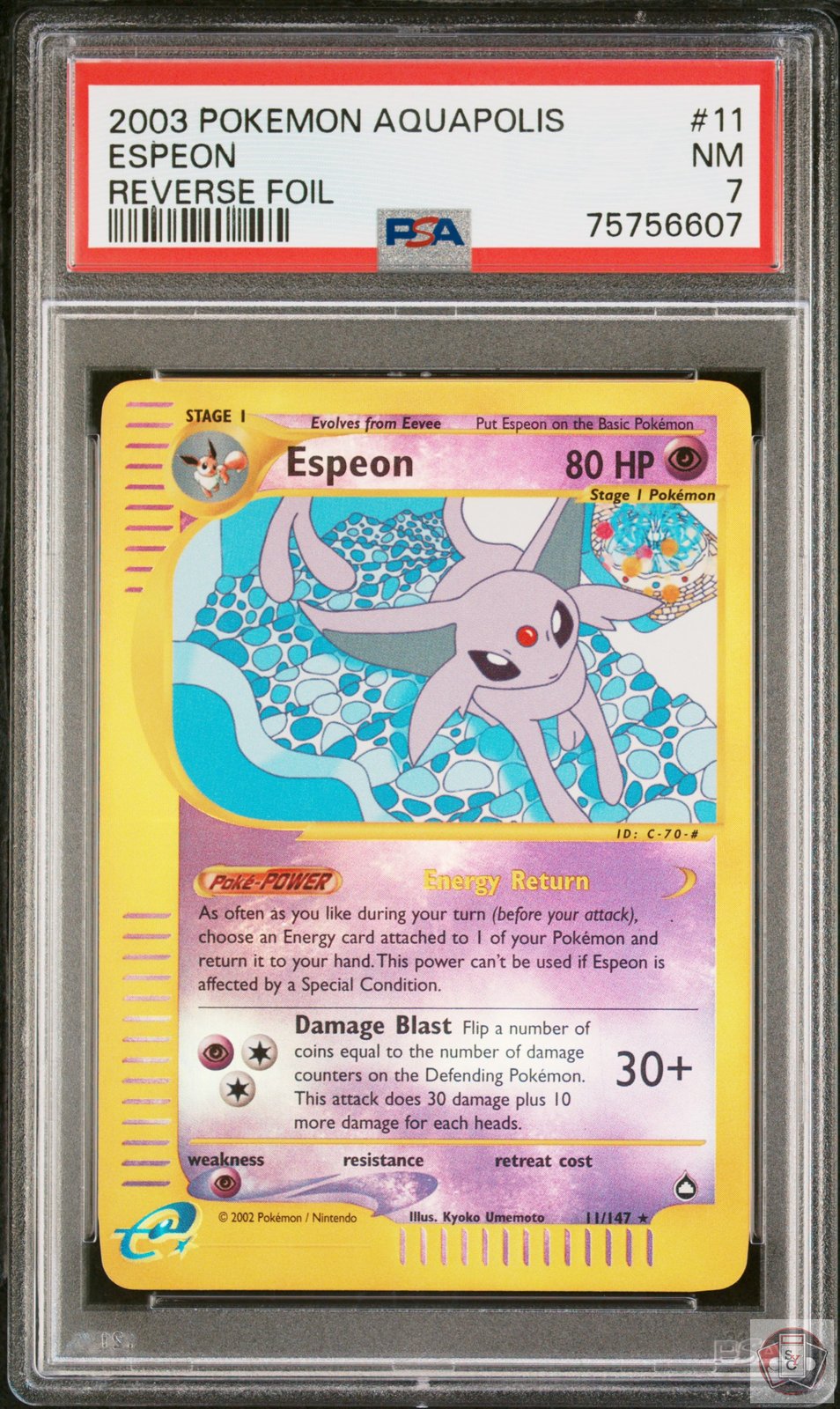 Espeon Reverse Holo 11/147 Aquapolis Pokemon PSA 7