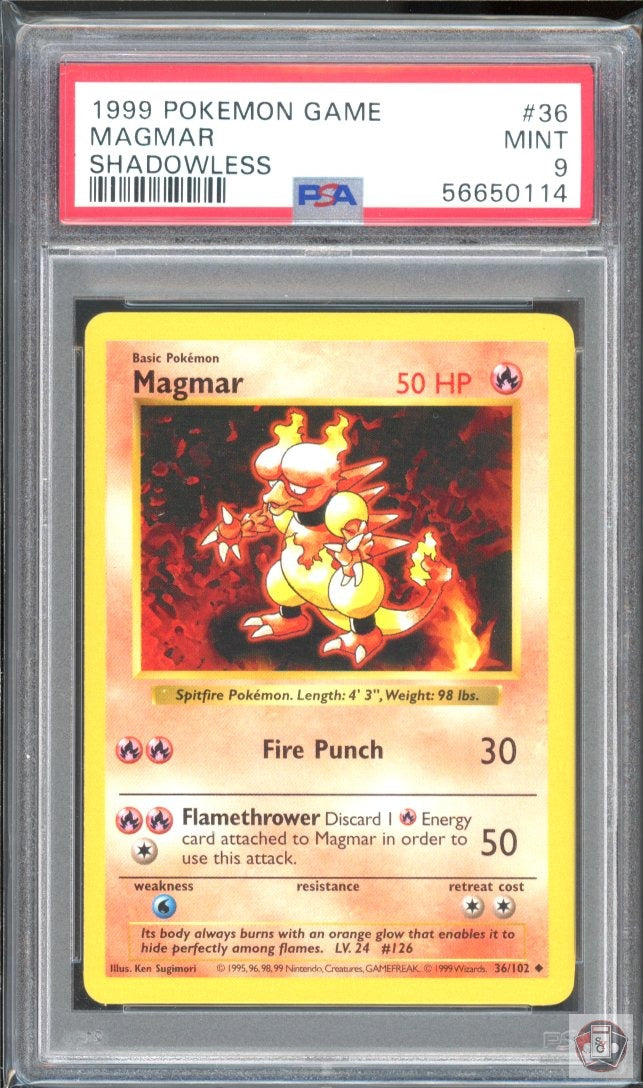Magmar 36/102 Shadowless Game Pokemon PSA 9