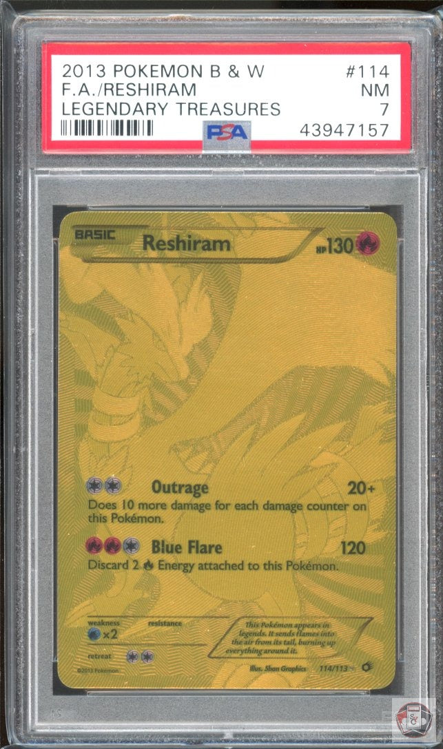 Reshiram 114/113 Legendary Treasures Pokemon PSA 7