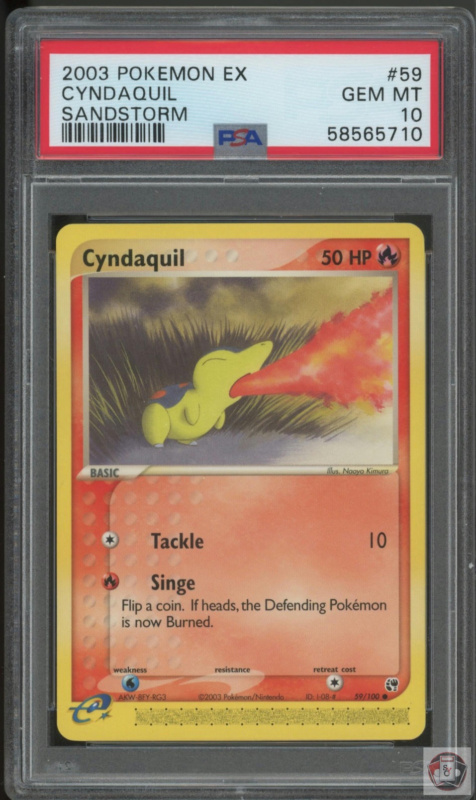Cyndaquil 59/100 Sandstorm Pokemon PSA 10