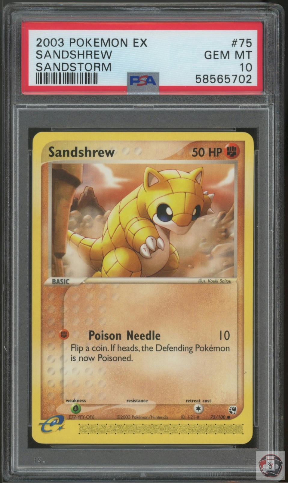Sandshrew 75/100 Sandstorm Pokemon PSA 10
