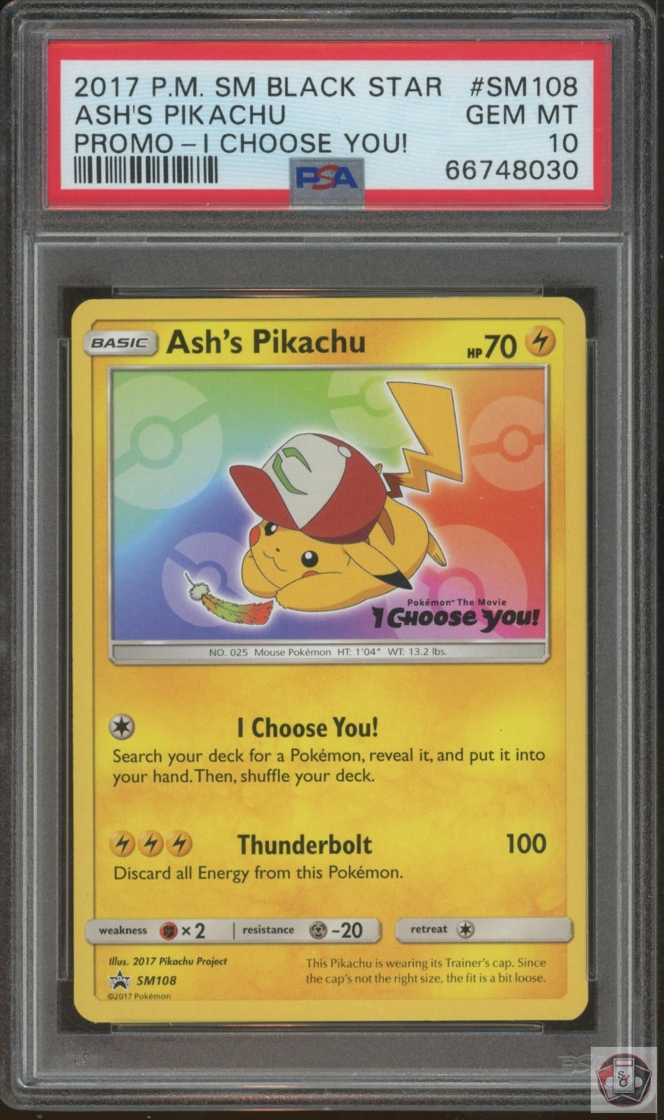 Ash's Pikachu SM108 I Choose You! Sm Black Star Promo Pokemon PSA 10