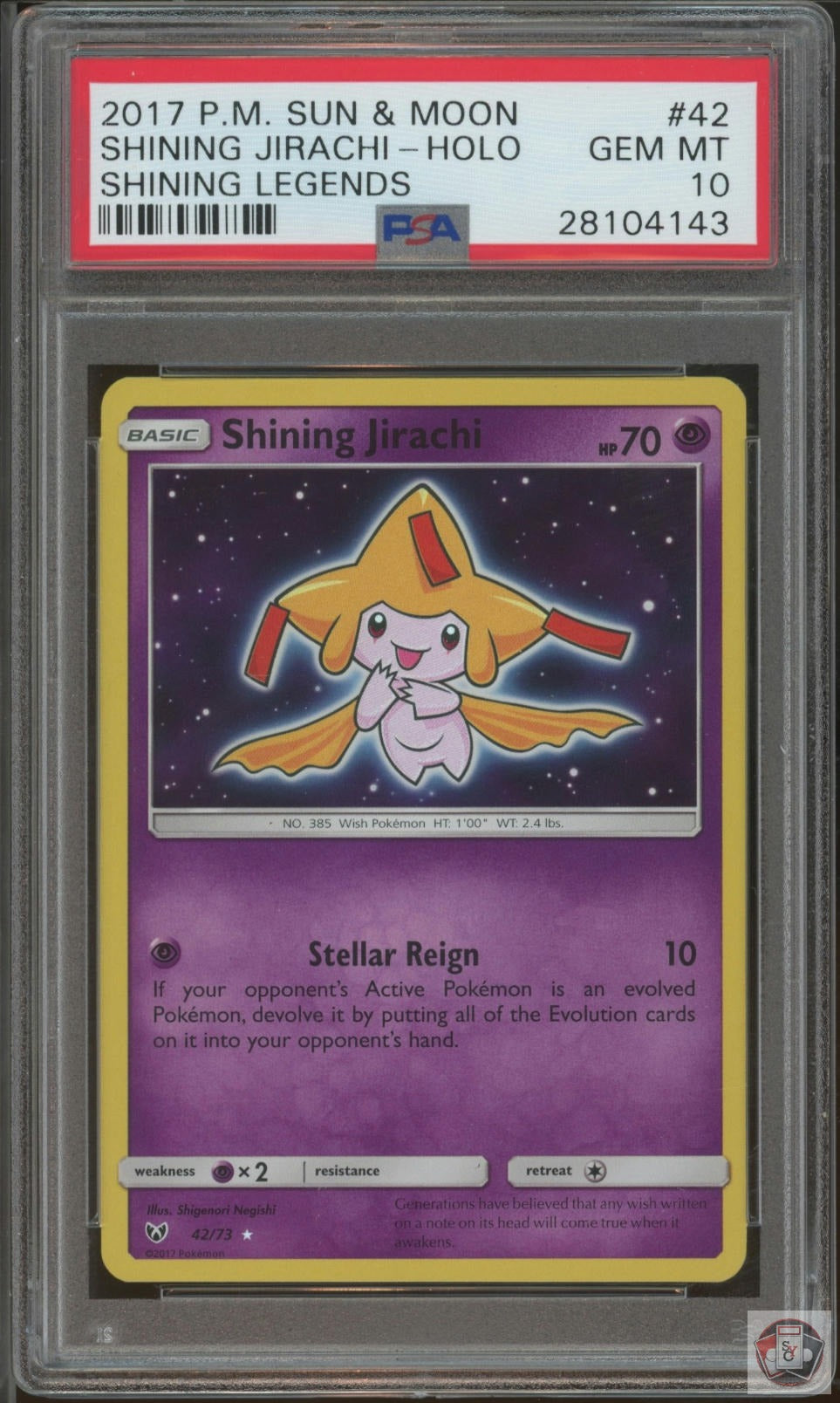 Shining Jirachi Holo 42/73 Shining Legends Pokemon PSA 10