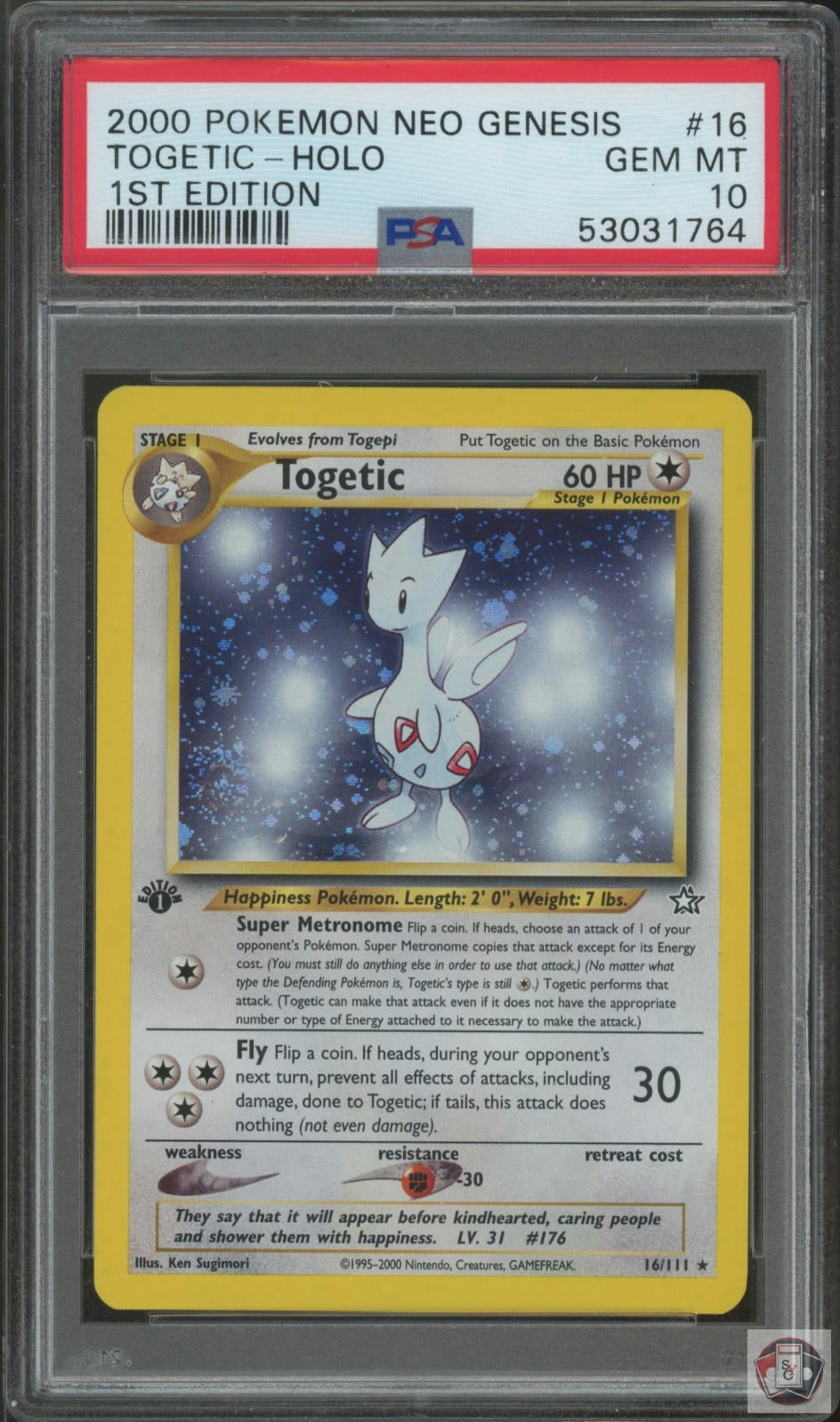 Togetic Holo 16/111 Neo Genesis 1st Edition Pokemon PSA 10 *SWIRL*
