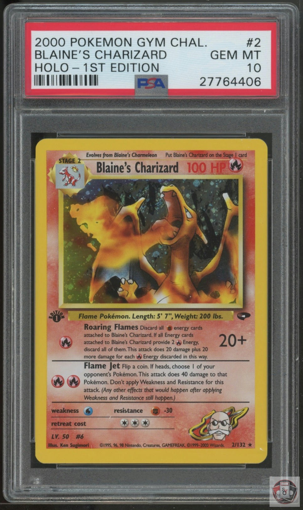 Blaine's Charizard 2/132 1st Edition Gym Challenge Pokemon PSA 10