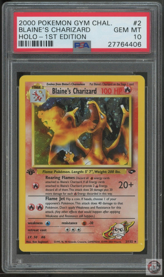 Blaine's Charizard 2/132 1st Edition Gym Challenge Pokemon PSA 10