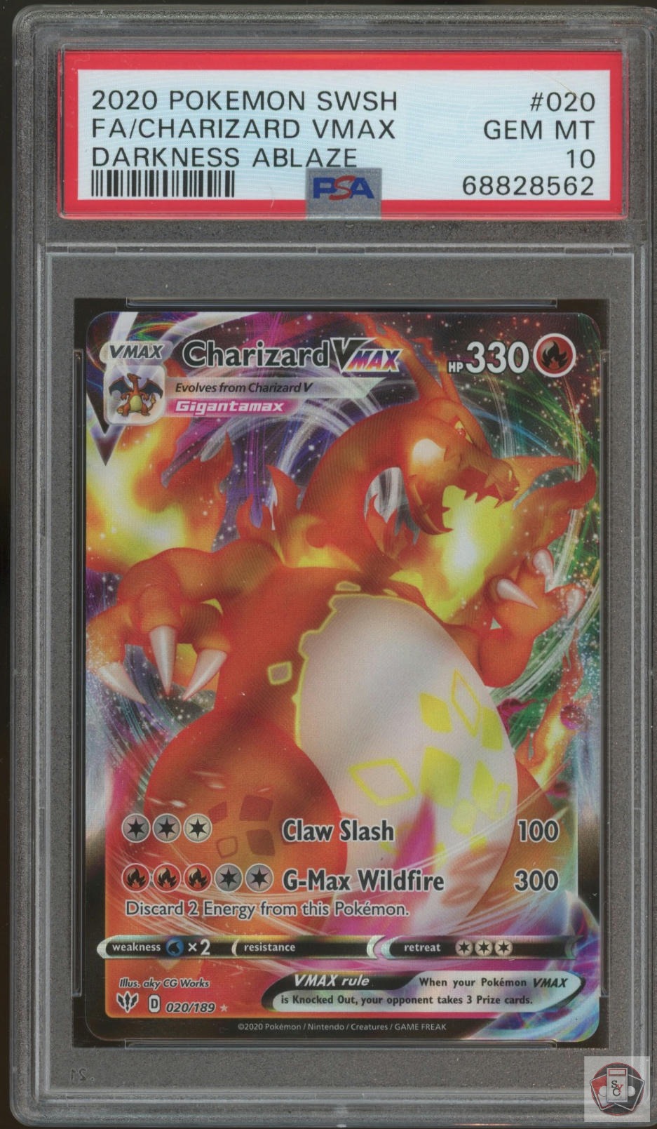 Charizard Vmax 020/189 Darkness Ablaze Pokemon PSA 10