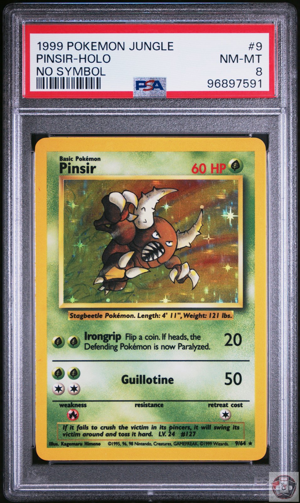 Pinsir Holo 9/64 No Symbol Jungle Pokemon PSA 8 Nm-Mt