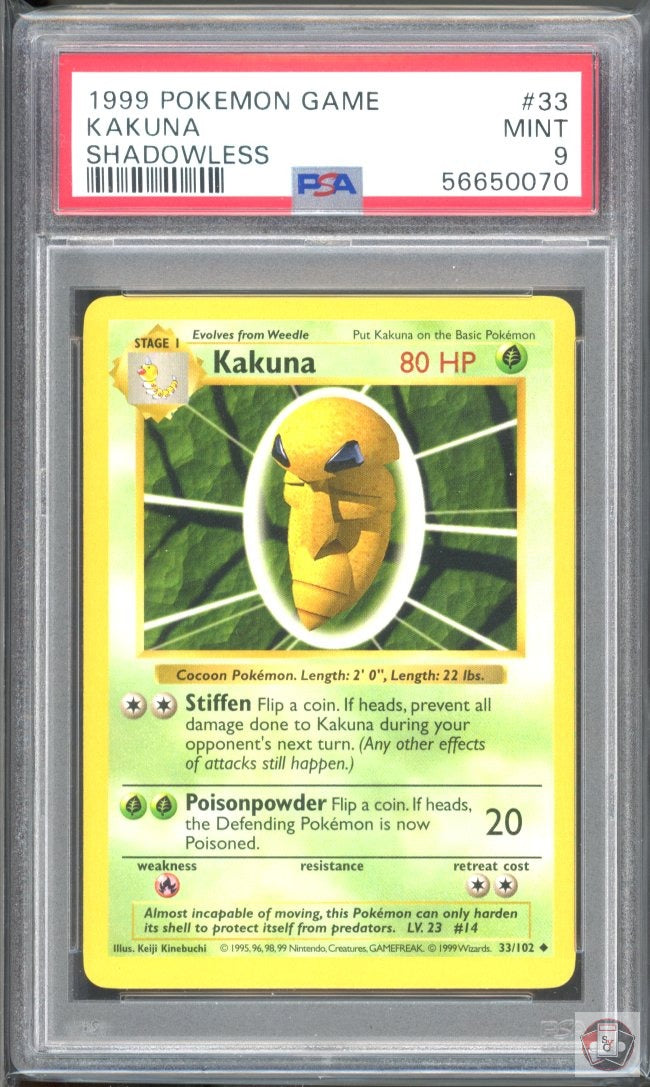 Kakuna 33/102 Shadowless Game Pokemon PSA 9