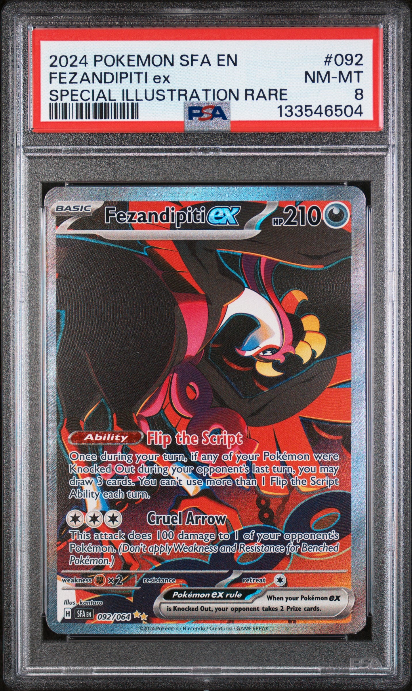 Fezandipiti EX 092/64 Special Illustration Rare Pokemon PSA 8