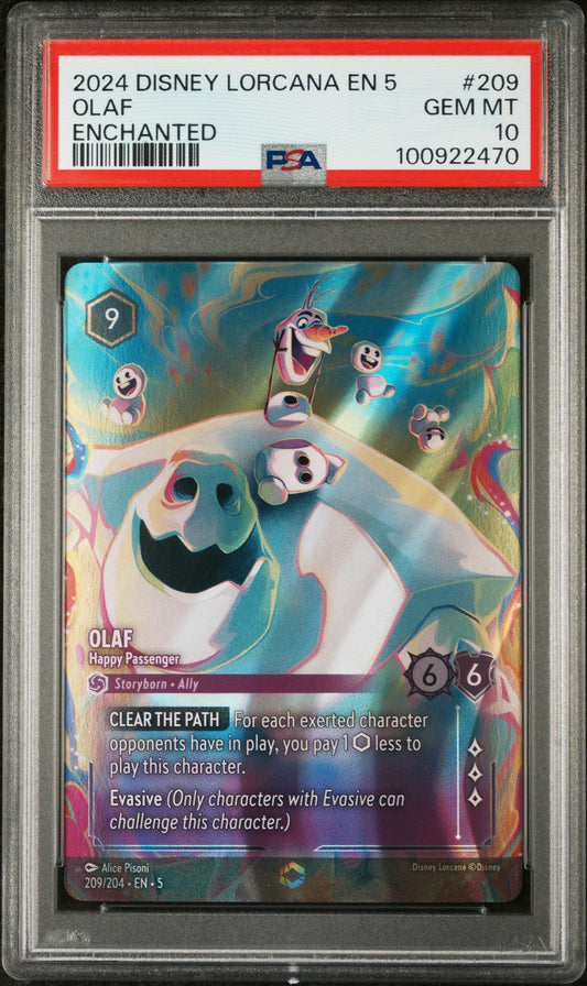 2024 Disney Lorcana En 5-Shimmering Skies #209 Olaf PSA 10
