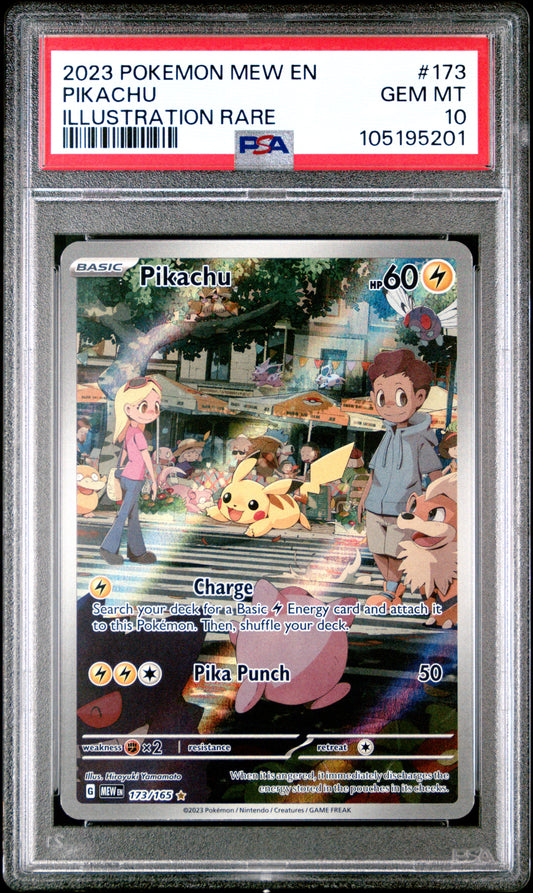 2023 Pokemon Mew En-151 #173 Pikachu PSA 10