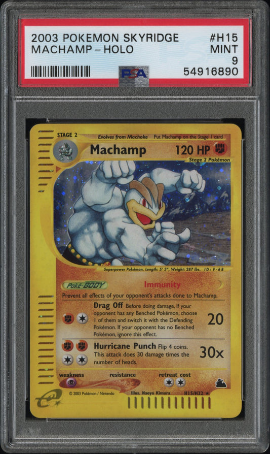 2003 Pokemon Skyridge #H15 Machamp-Holo PSA 9