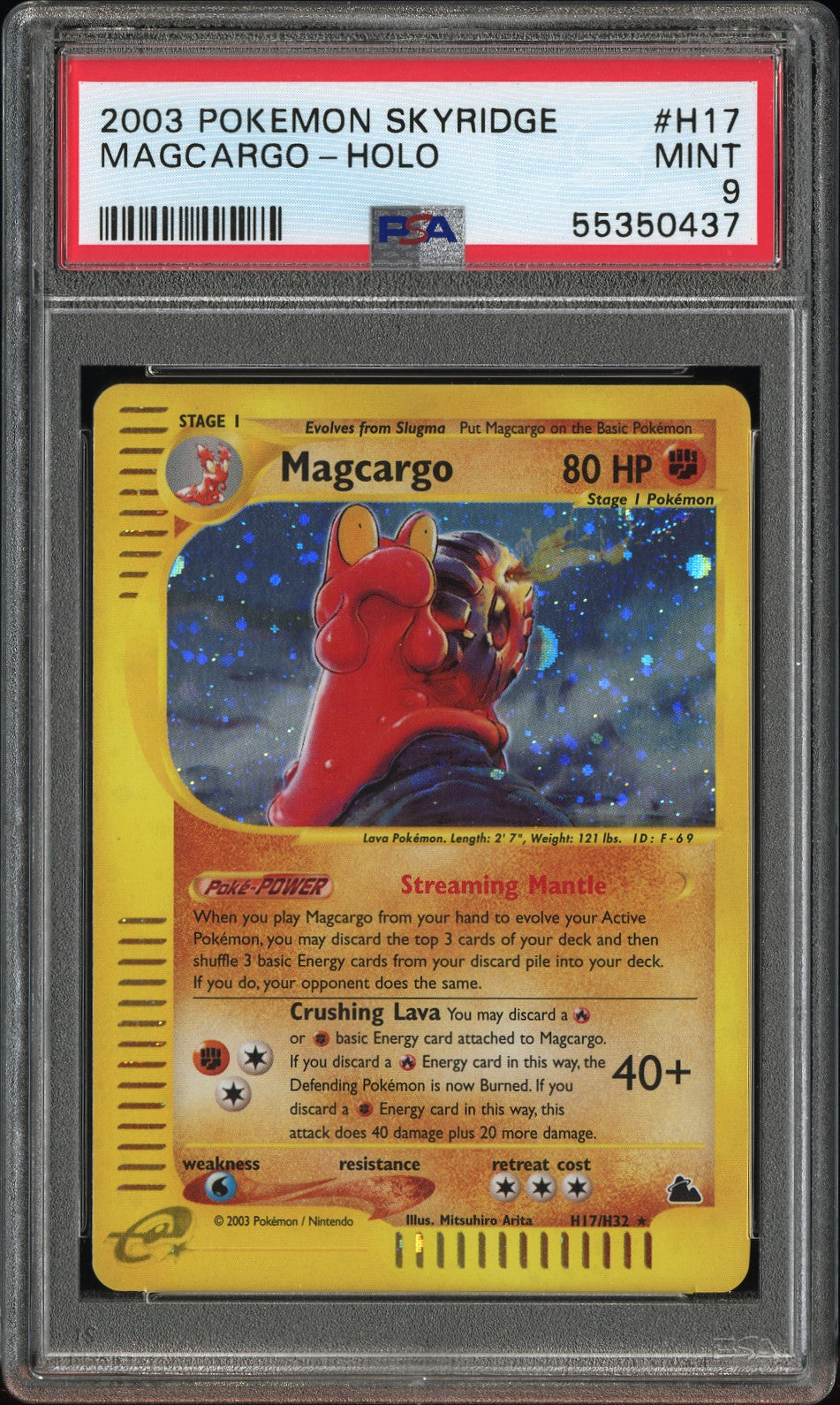 2003 Pokemon Skyridge #H17 Magcargo-Holo PSA 9