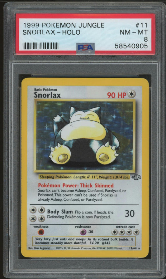 1999 Pokemon Jungle #11 Snorlax-Holo PSA 8