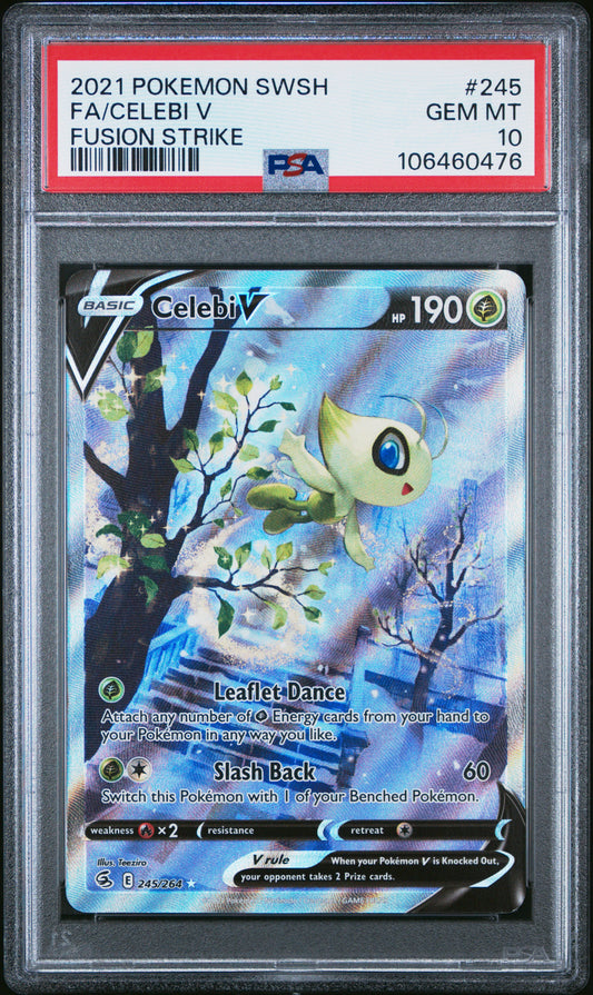 2021 Pokemon Sword & Shield Fusion Strike #245 Fa/Celebi V PSA 10